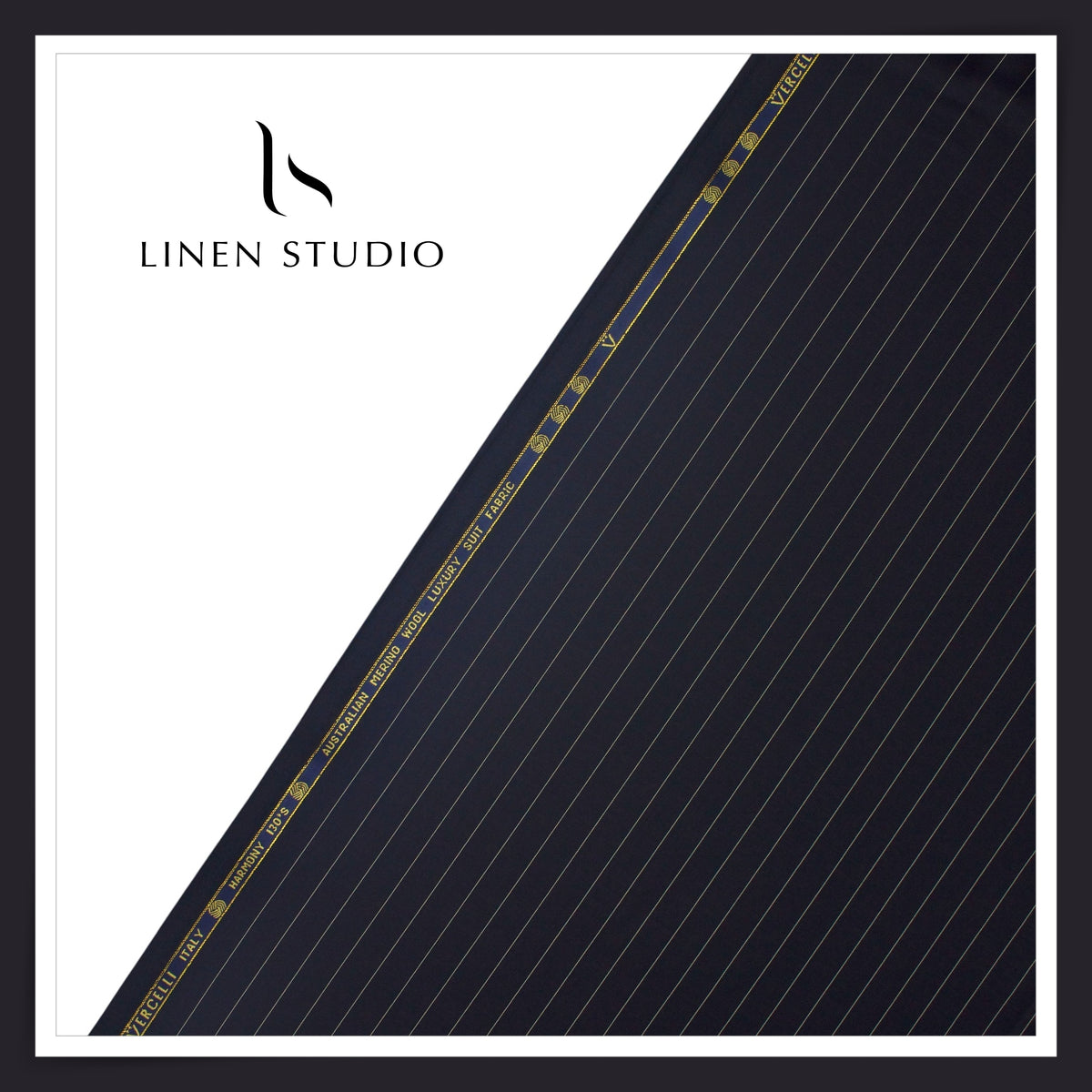 Vercelli Italy Harmony 130's 70% Australian Merino Wool Rich Suiting - Dark Blue 1.50 Cms Pinstripes (Latest Collection)