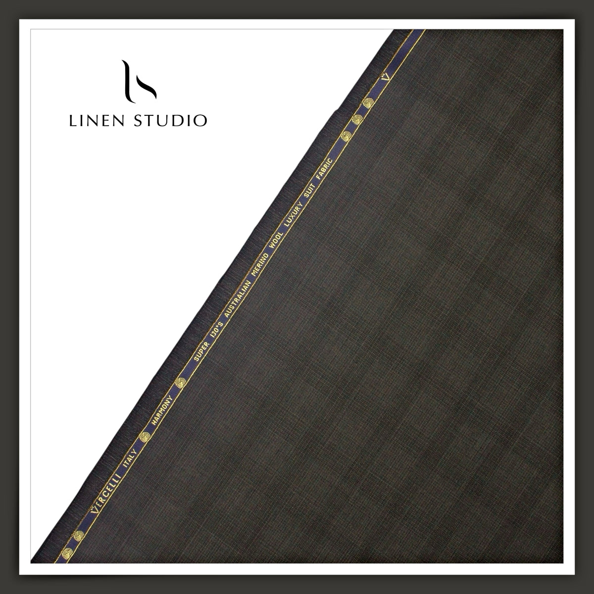 Vercelli Harmony 130’s Australian Merino Wool Suiting - Dark Olive Shadow Check (NEW) (FLAT RATE 40% OFF)