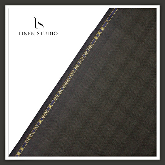 Vercelli Harmony 130’s Australian Merino Wool Suiting - Dark Olive Shadow Check (NEW) (FLAT RATE 40% OFF)
