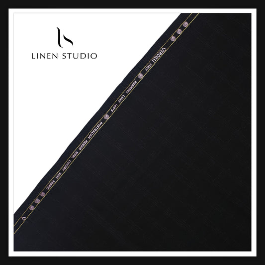140's Australian Merino Wool by Vercelli - Black Subtle Checks (zoom in)