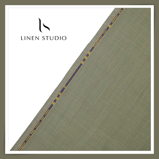 Vercelli Harmony 130’s Australian Merino Wool Suiting - Sage Olive Glen Check (NEW) (FLAT RATE 40% OFF)