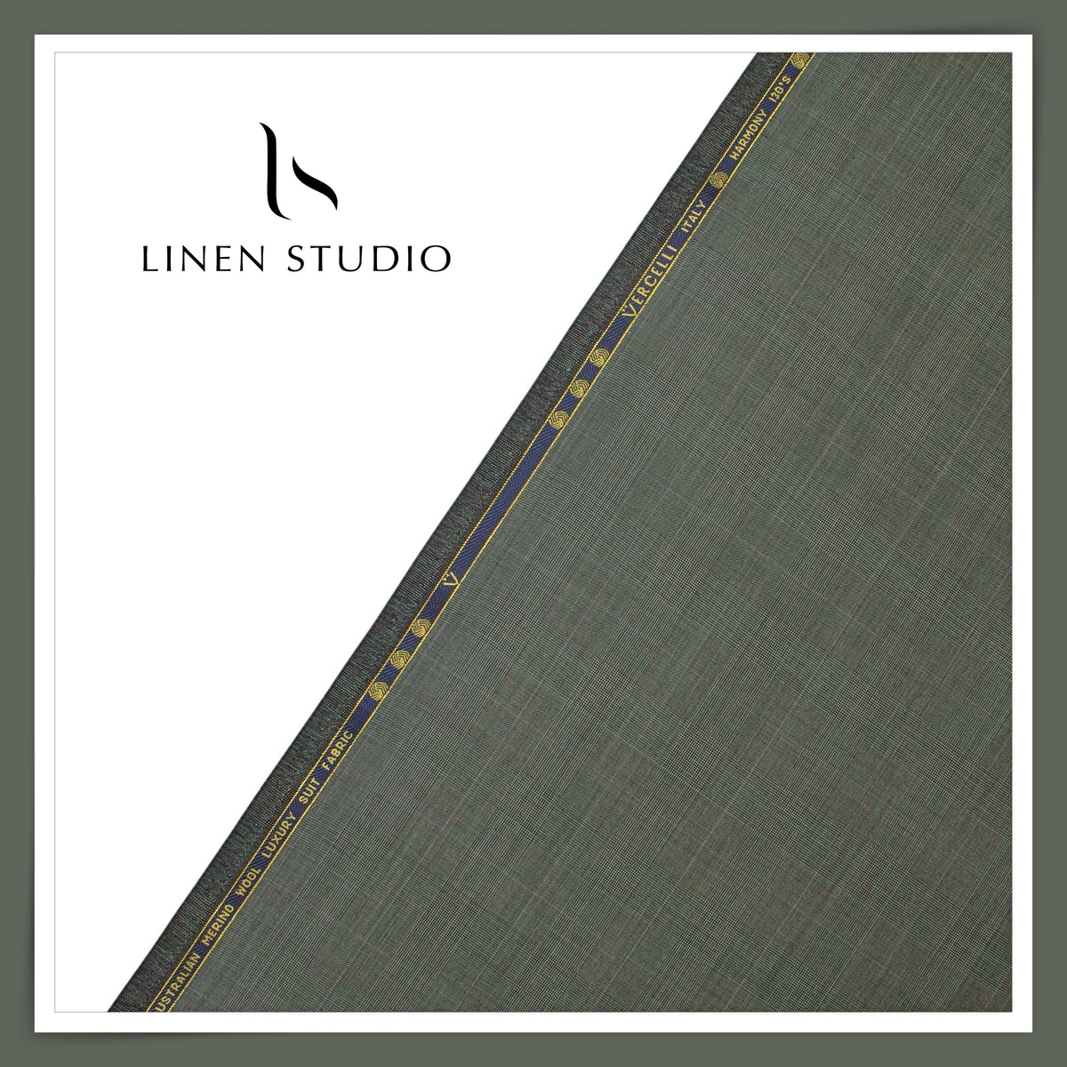 Vercelli Harmony 130’s Australian Merino Wool Suiting - Slate Green Glen Check (NEW) (FLAT RATE 40% OFF)