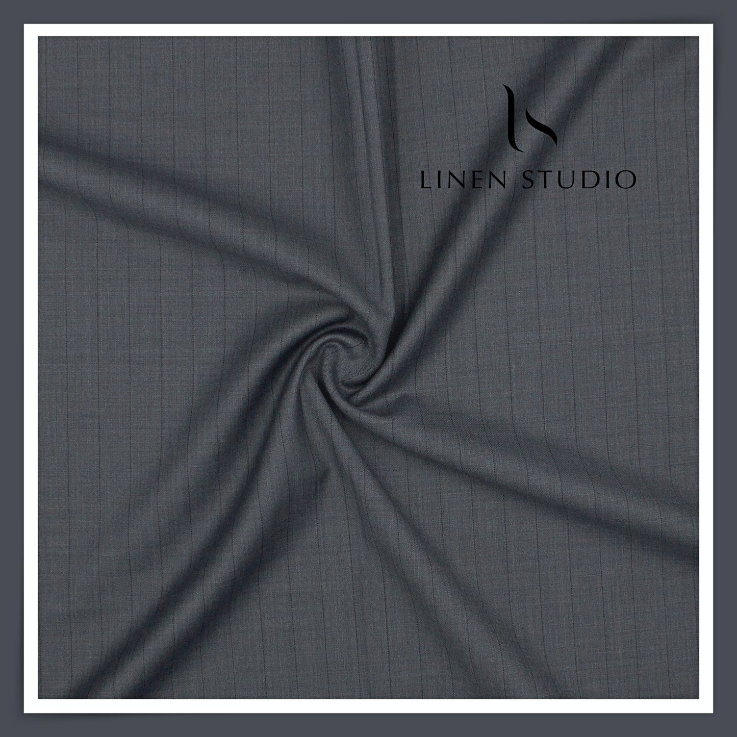 130's Australian Merino Wool by Vercelli - Greyish Blue Stripes (NEW)