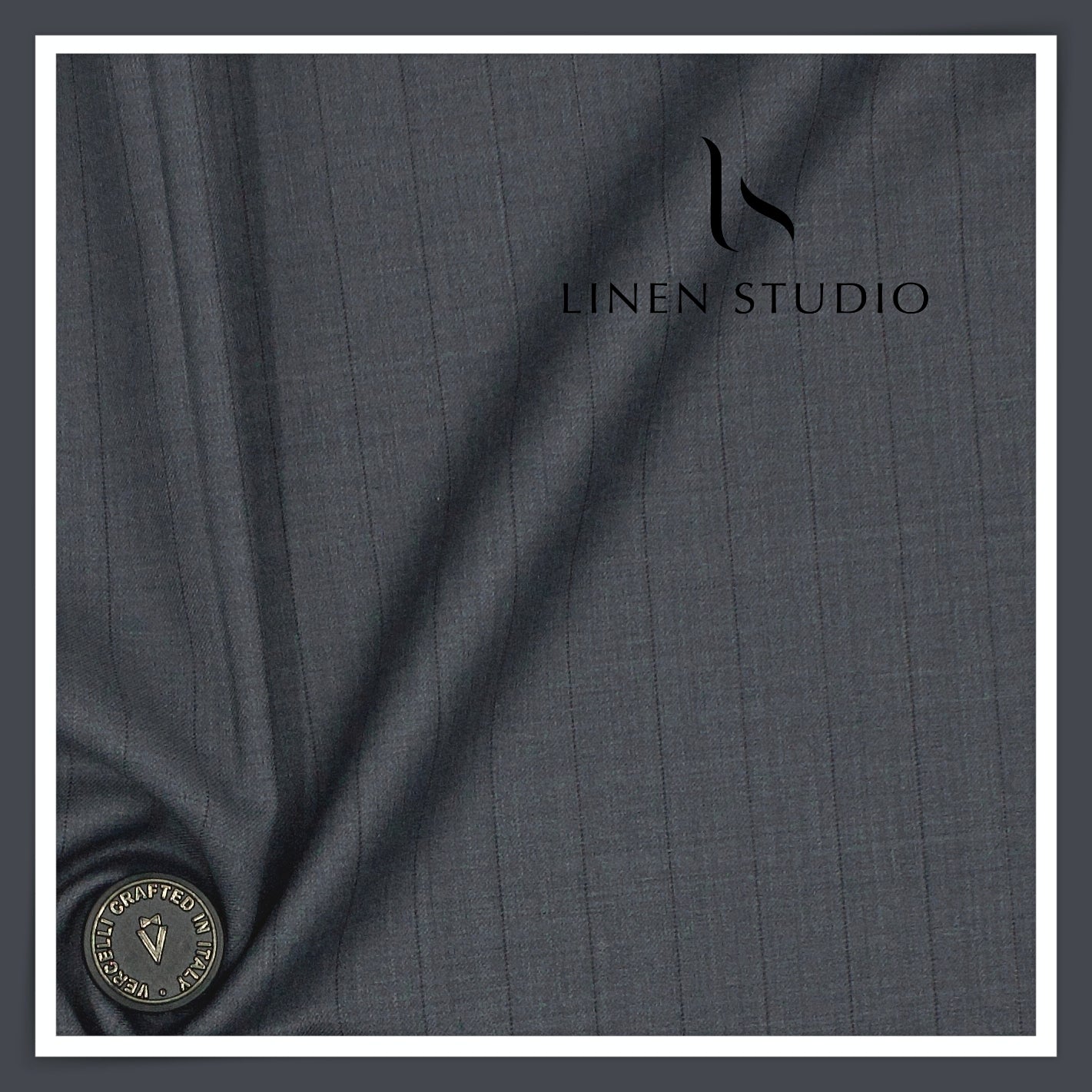 130's Australian Merino Wool by Vercelli - Greyish Blue Stripes (NEW)