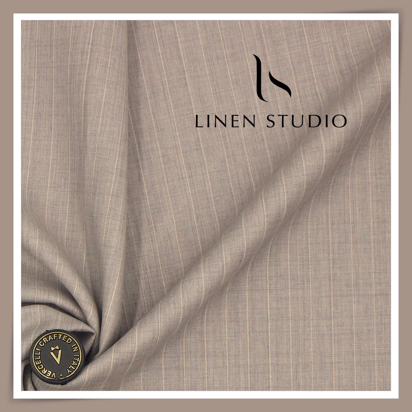 130's Australian Merino Wool Suiting by Vercelli Italy - Martini Grey with White Stripes (NEW)