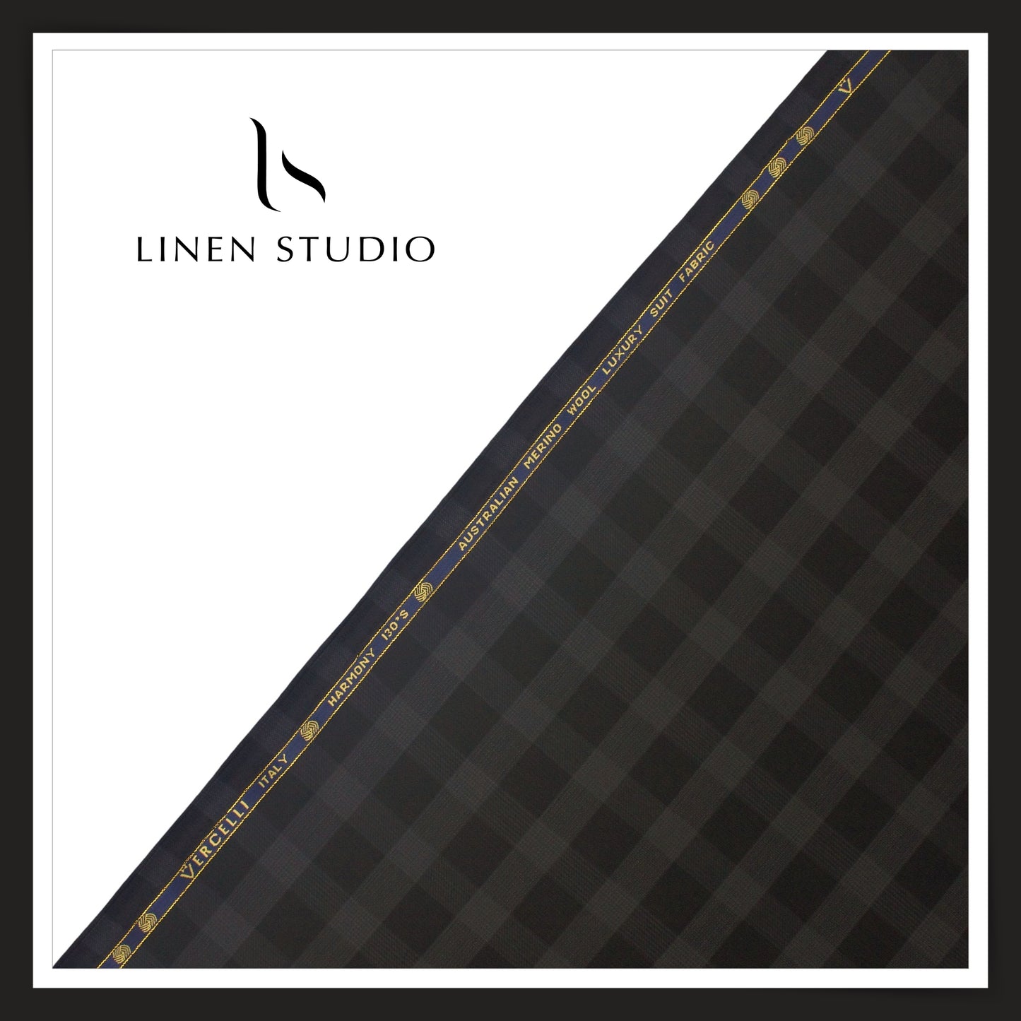 130's Australian Merino Wool by Vercelli - Black & Grey Classic Checks (NEW)