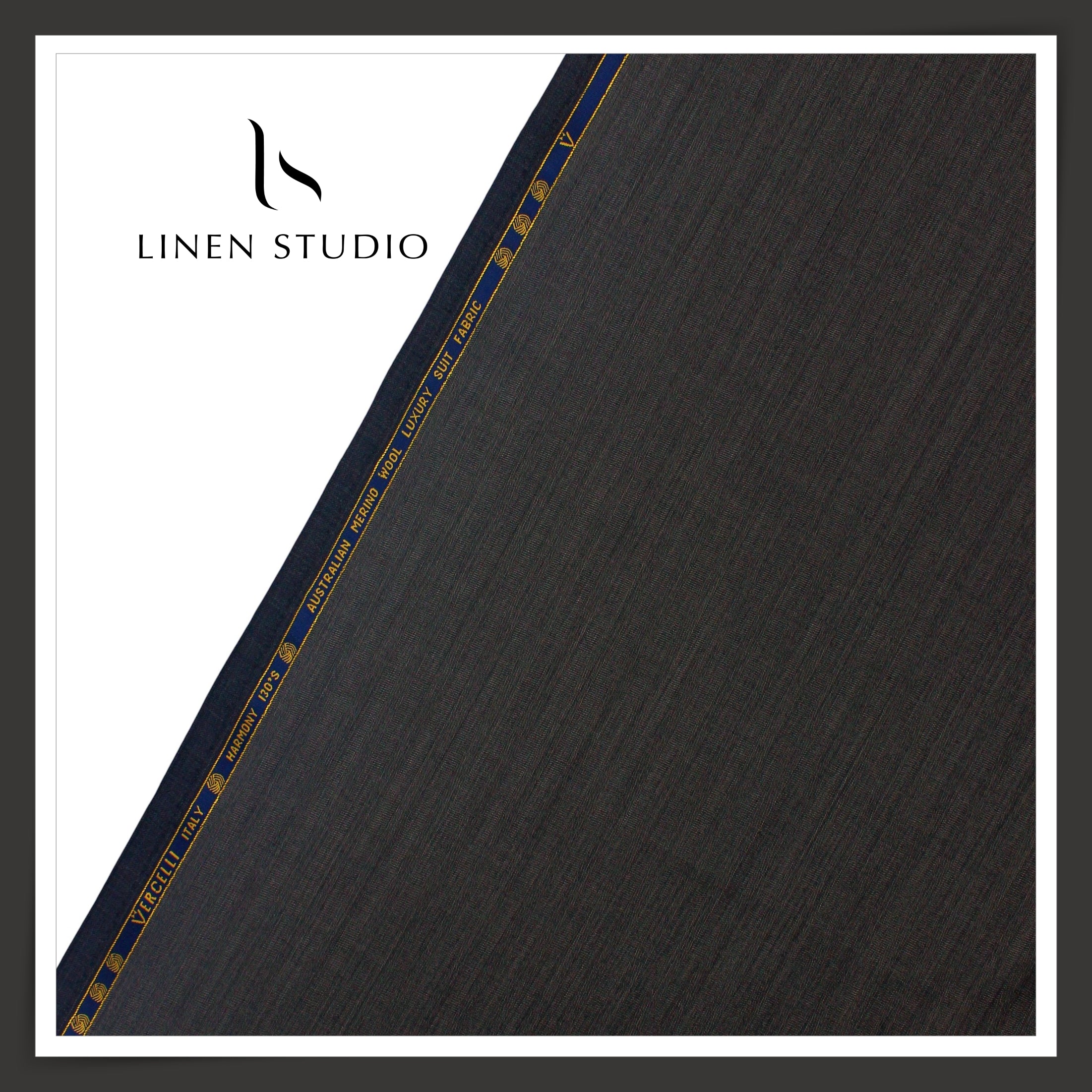 130's Australian Merino Wool by Vercelli - Dark Grey Herringbone