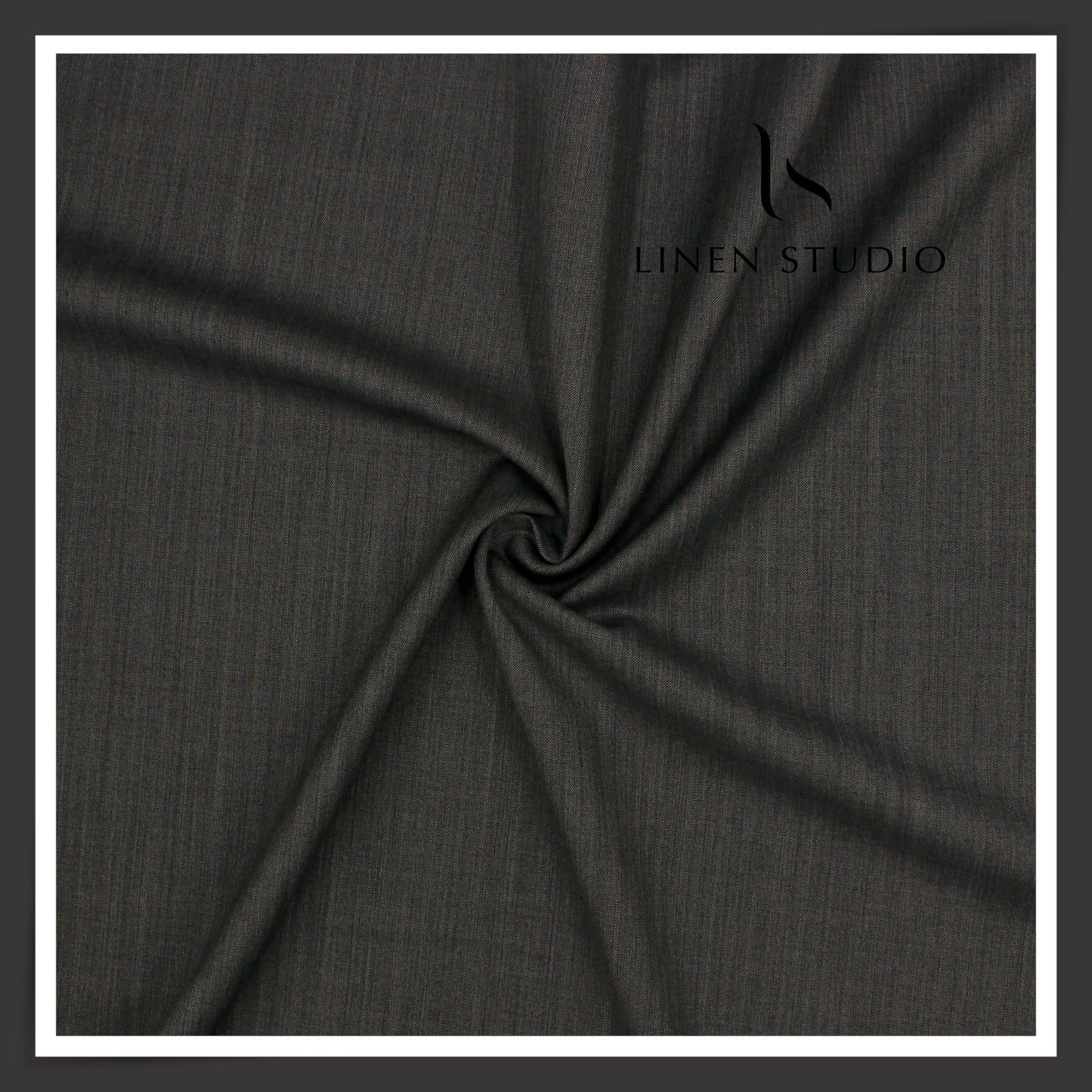 130's Australian Merino Wool by Vercelli - Dark Grey Herringbone Stripes (NEW) (Zoom In)