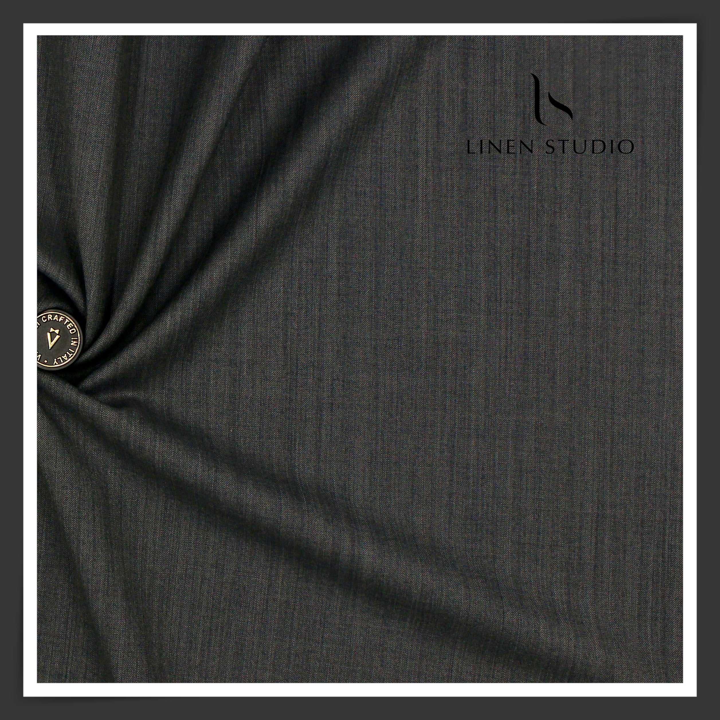 130's Australian Merino Wool by Vercelli - Dark Grey Herringbone