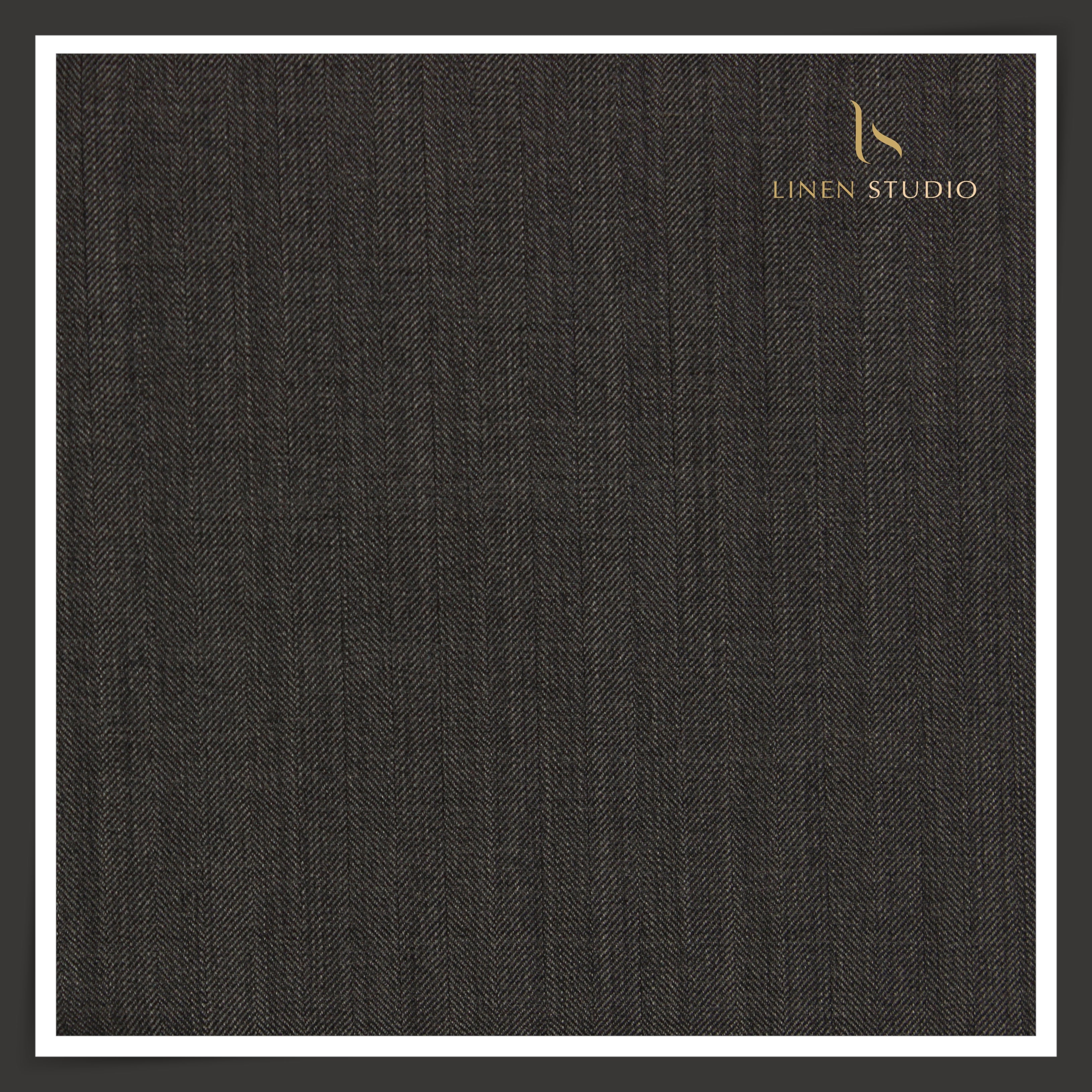 130's Australian Merino Wool by Vercelli - Dark Grey Herringbone