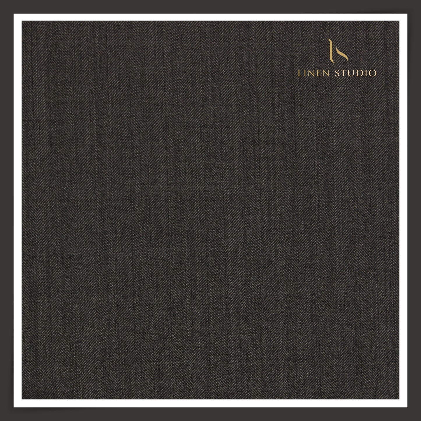 130's Australian Merino Wool by Vercelli - Dark Grey Herringbone Stripes (NEW) (Zoom In)