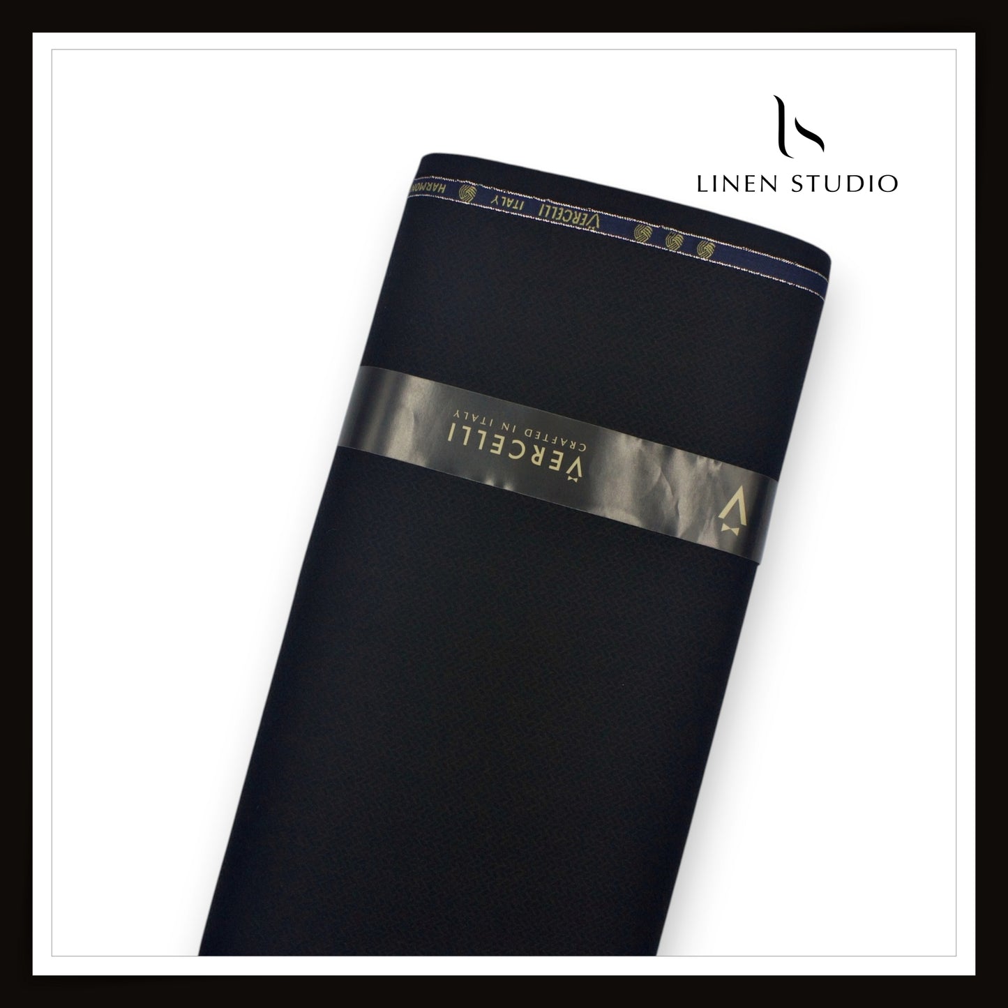 130's Australian Merino Wool Suiting by Vercelli Italy - Textured Deep Black (NEW) (Zoom In)