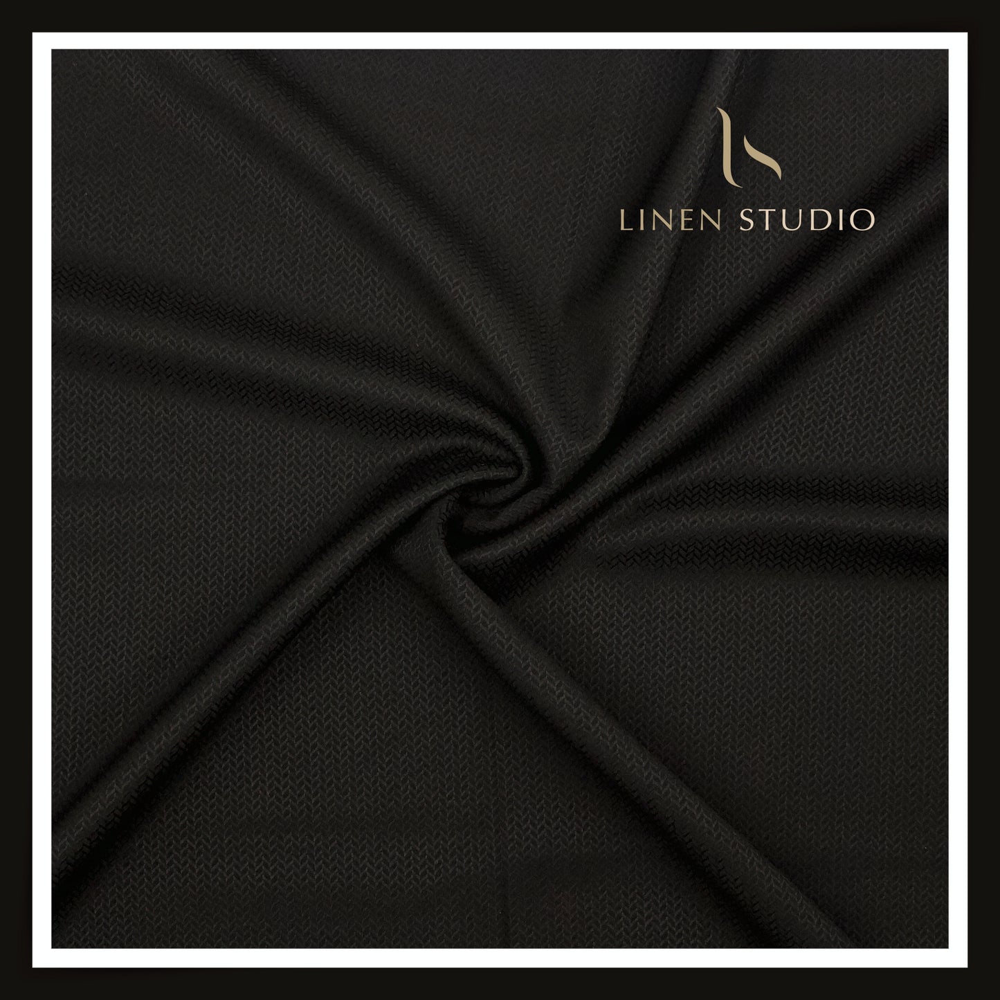 130's Australian Merino Wool Suiting by Vercelli Italy - Textured Deep Black (NEW) (Zoom In)
