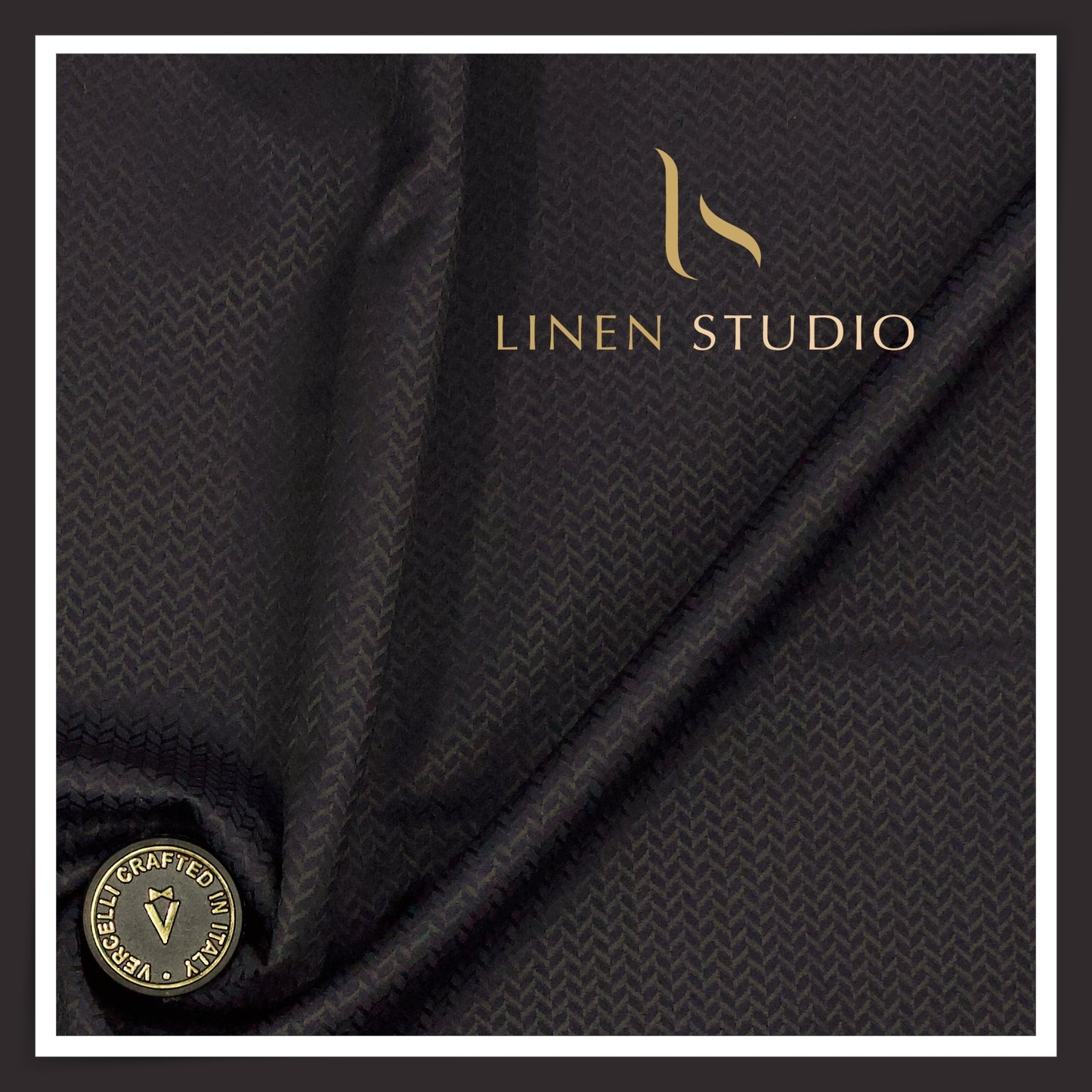 130's Australian Merino Wool Suiting by Vercelli Italy - Textured Navy Blue (NEW) (Zoom In)