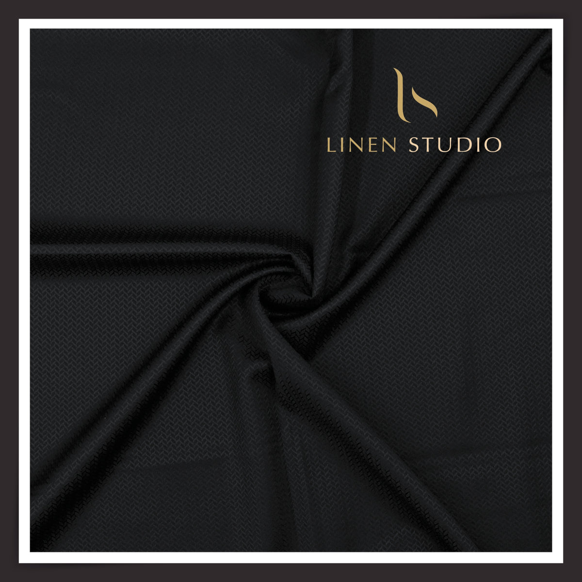 Vercelli Italy Harmony 130’s Australian Merino Wool Rich Dobby Suiting - Black Tonal Chevron (NEW) (Zoom In)
