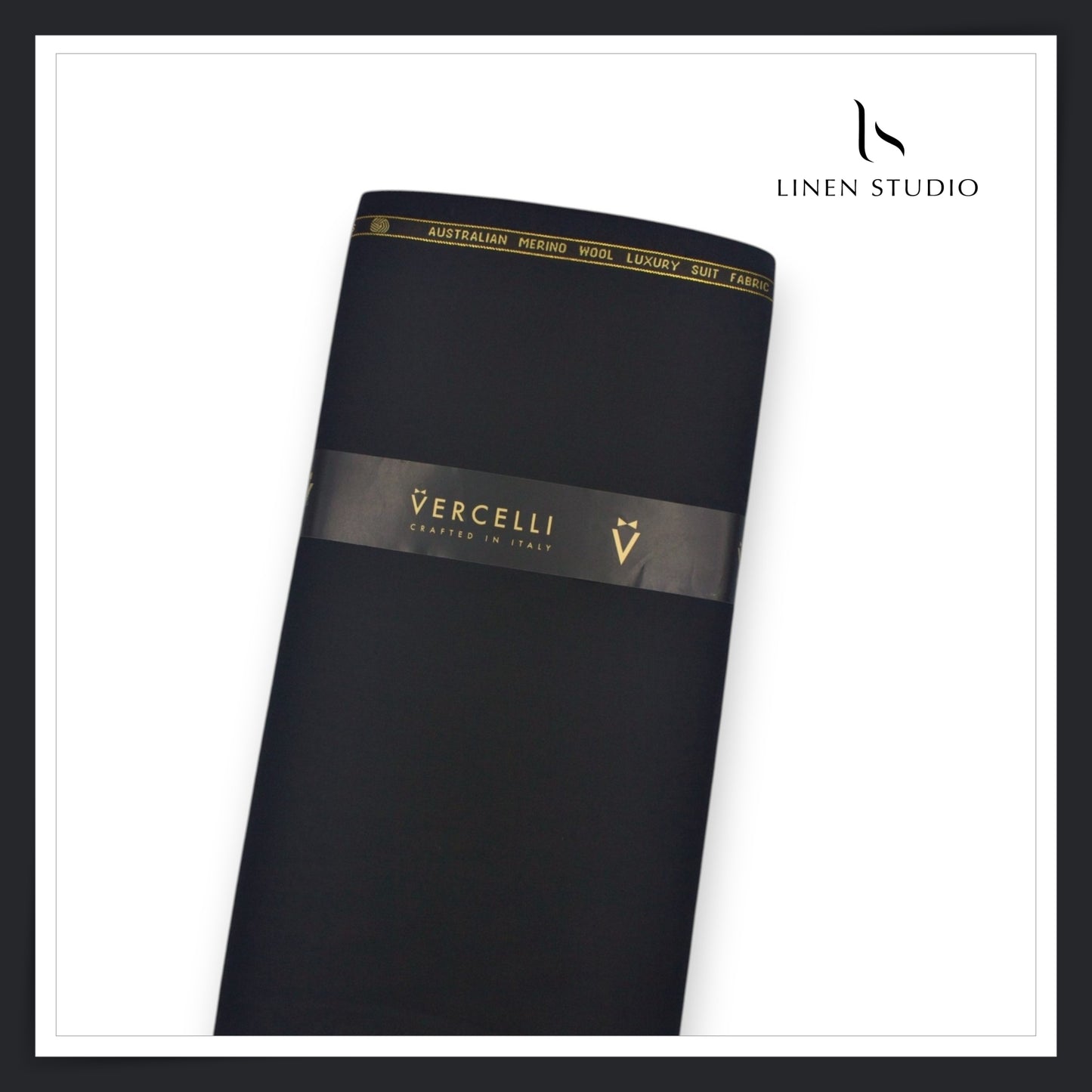 160's Australian Merino Wool Blend Suiting by Vercelli Italy - Deep Black (NEW) (Most Liked)