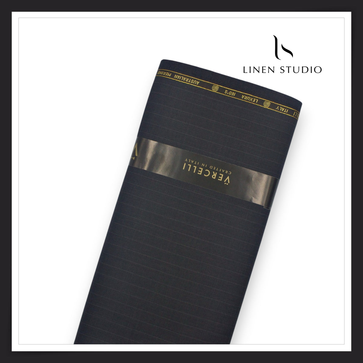 Vercelli Italy Lexura 160's 50% Australian Merino Wool Rich Twill Weave Suiting - Elephant Grey Pinstripes (NEW)