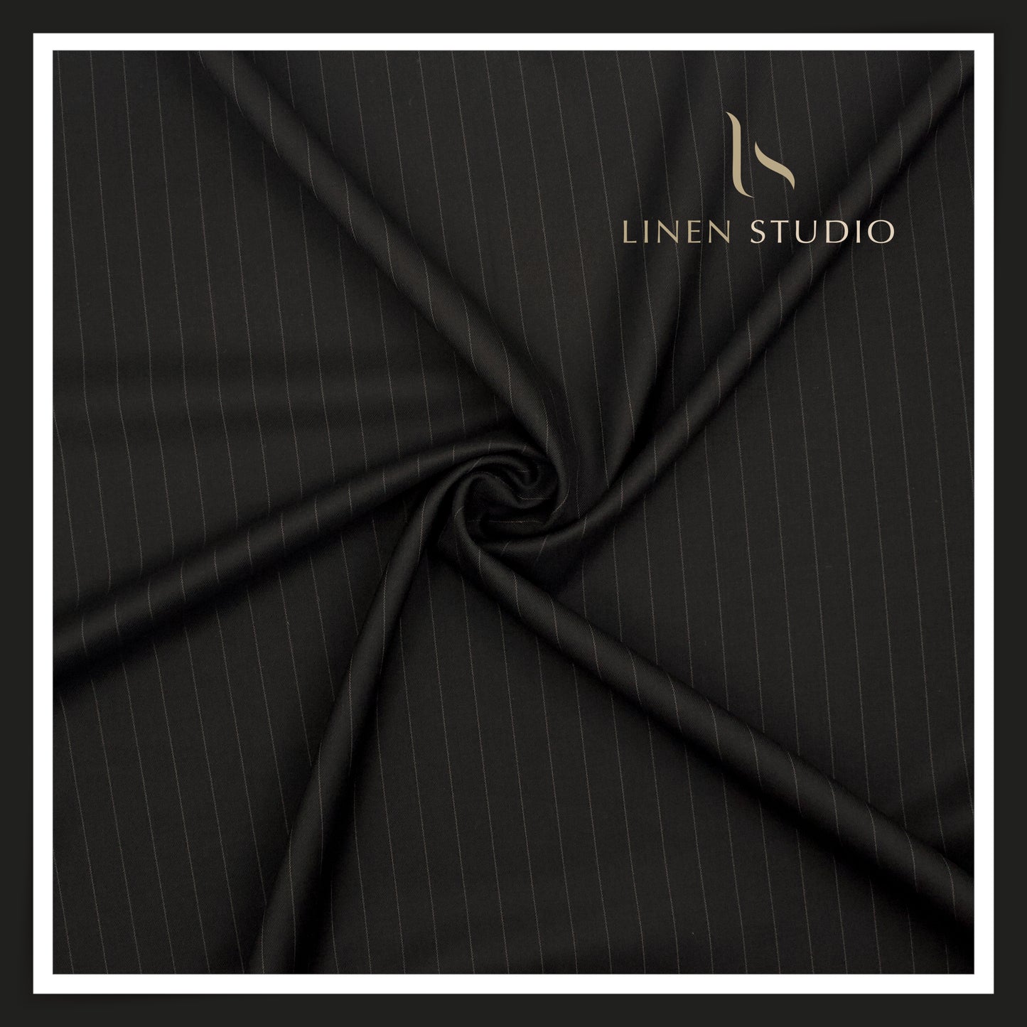 160's Australian Merino Wool Blend Suiting by Vercelli Italy - Black English Stripes (NEW)