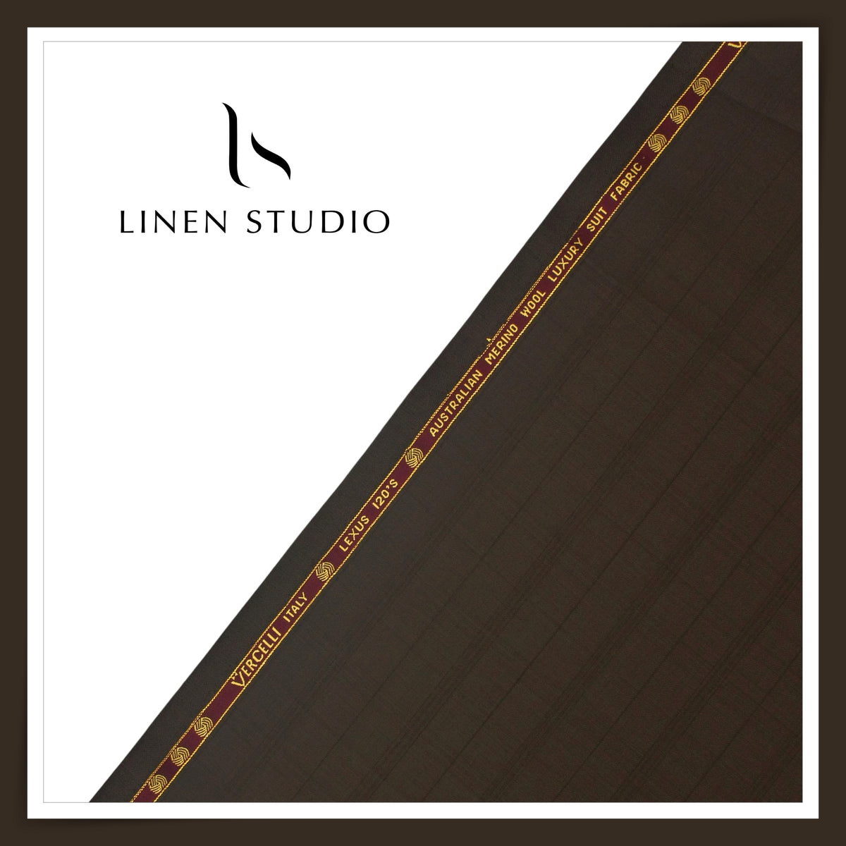 Vercelli Lexus 120’s Australian Merino Wool Suiting - Espresso Brown Tonal Windowpane Checks (NEW) (FLAT RATE 50% OFF)