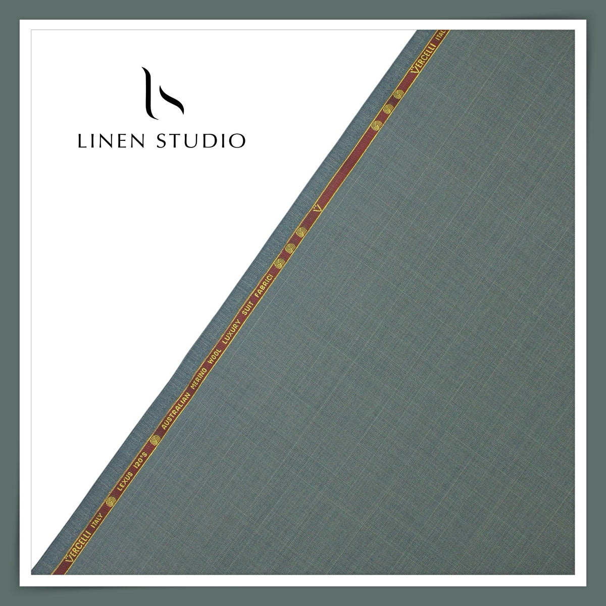 Vercelli Lexus 120’s Australian Merino Wool Suiting - Sage Grey Glen Check (NEW) (FLAT RATE 50% OFF)