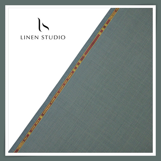 Vercelli Lexus 120’s Australian Merino Wool Suiting - Sage Grey Glen Check (NEW) (FLAT RATE 50% OFF)