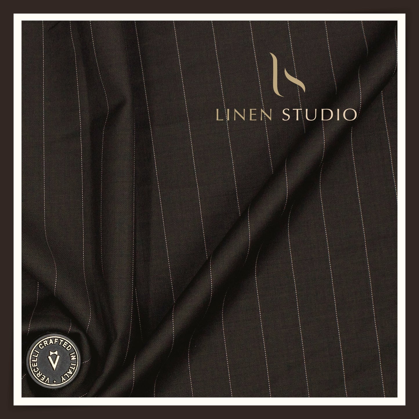120's Australian Merino Wool by Vercelli - Zeus Brown with Classic Stripes (NEW)