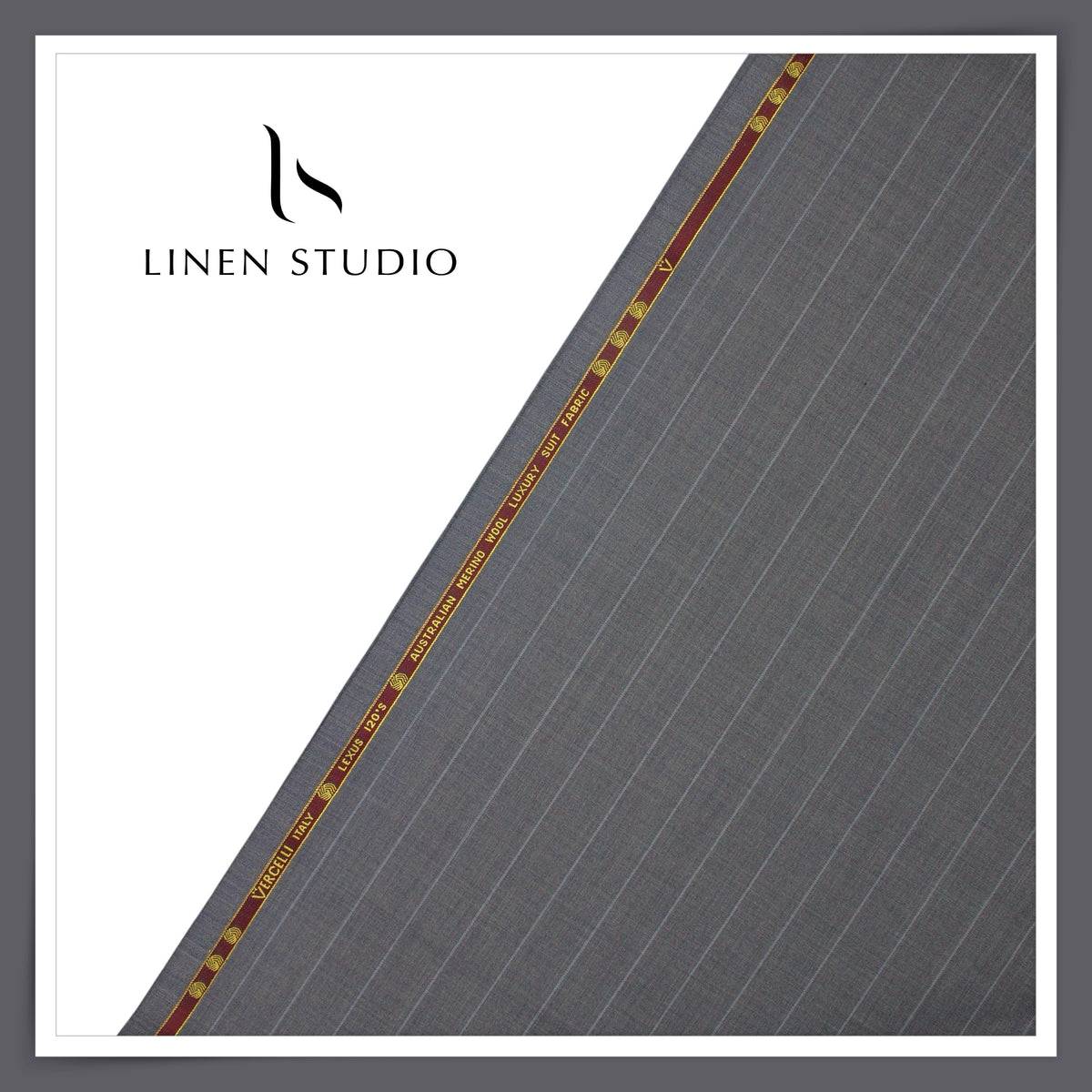 Vercelli Italy Lexus 120's 50% Australian Merino Wool Rich Suiting - Bluish Grey 2.50 Cms Pinstripes (Latest Collection)