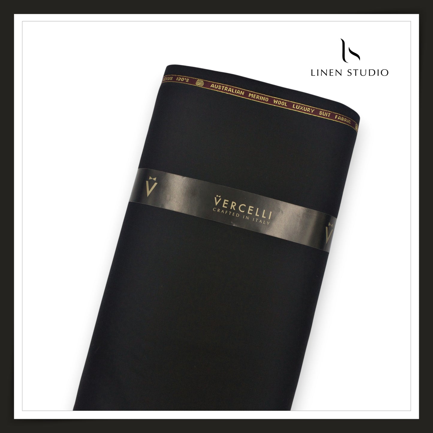 120's Australian Merino Wool Suiting by Vercelli Italy - Jet Black (NEW) (Fastest Selling)