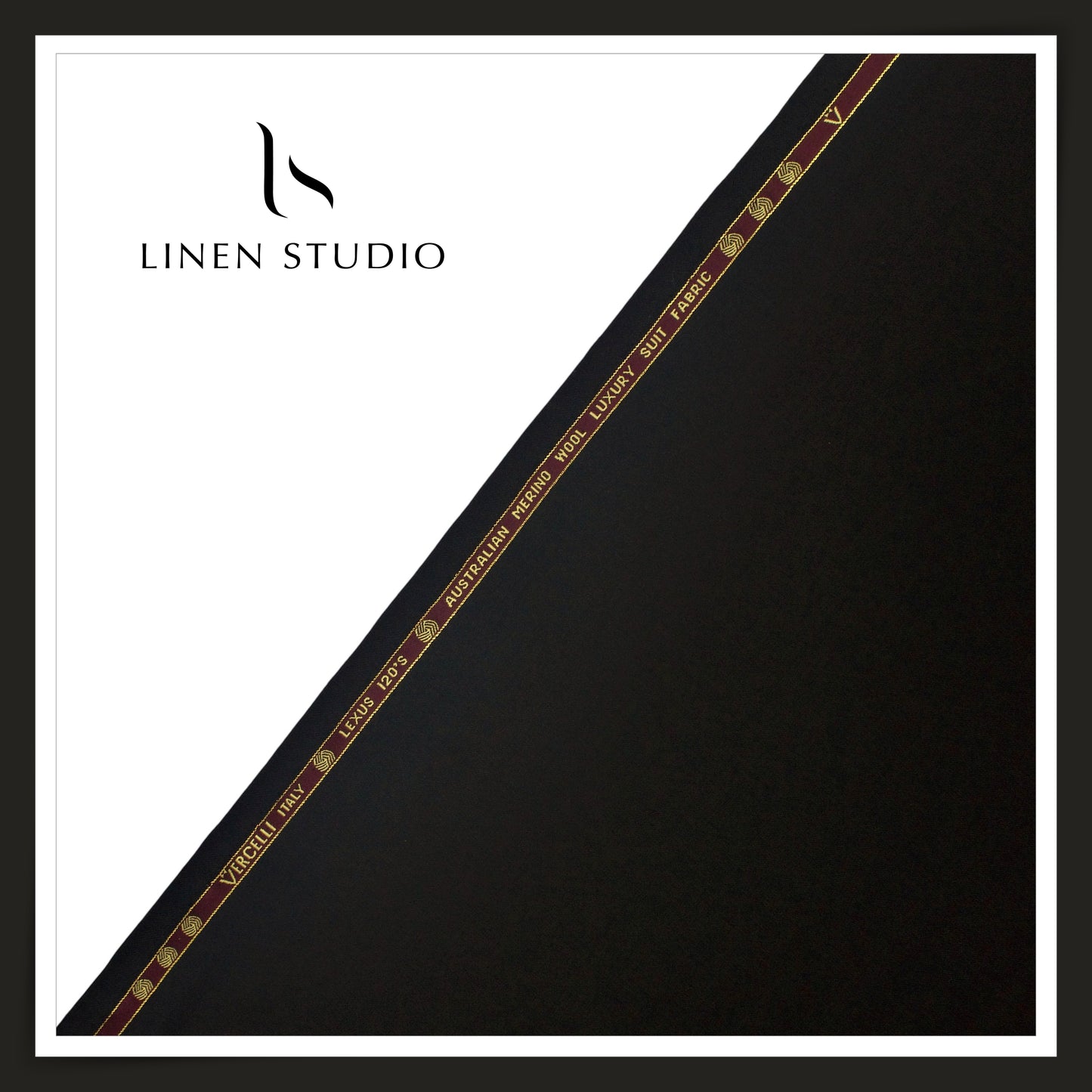 120's Australian Merino Wool Suiting by Vercelli Italy - Jet Black (NEW) (Fastest Selling)