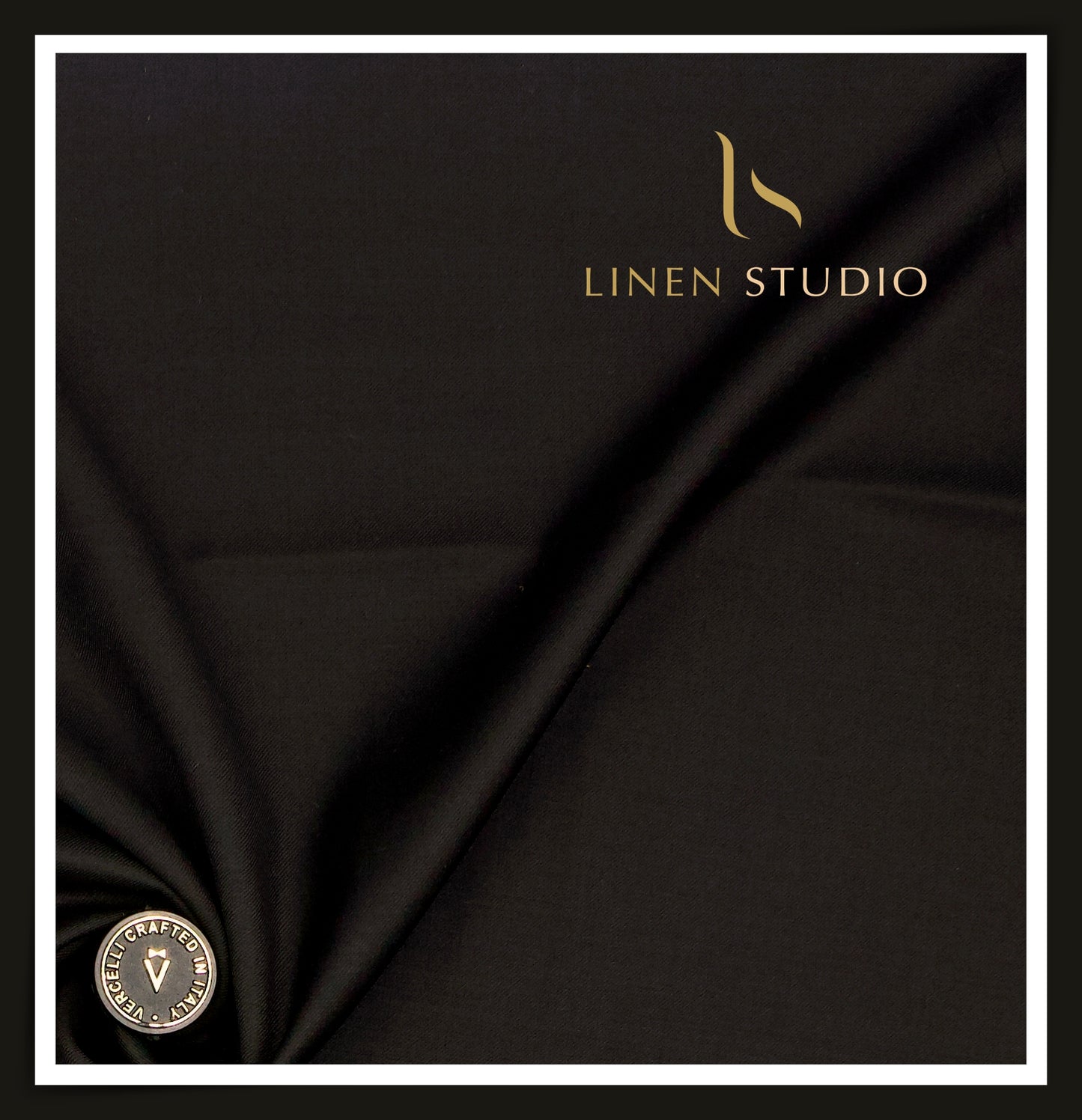 120's Australian Merino Wool Suiting by Vercelli Italy - Jet Black (NEW) (Fastest Selling)