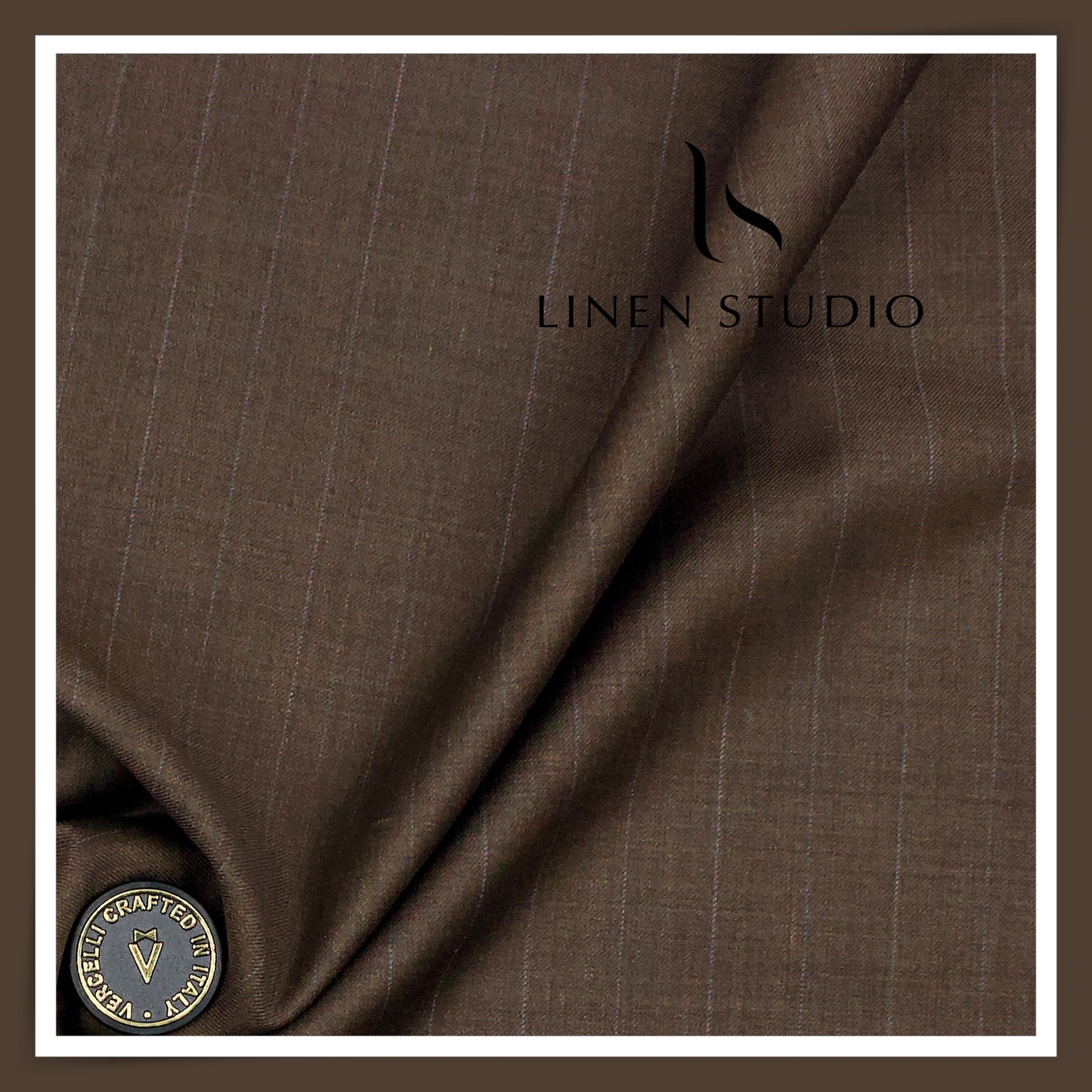 120's Australian Merino Wool by Vercelli - Bistre Brown with Classic Stripes (NEW)
