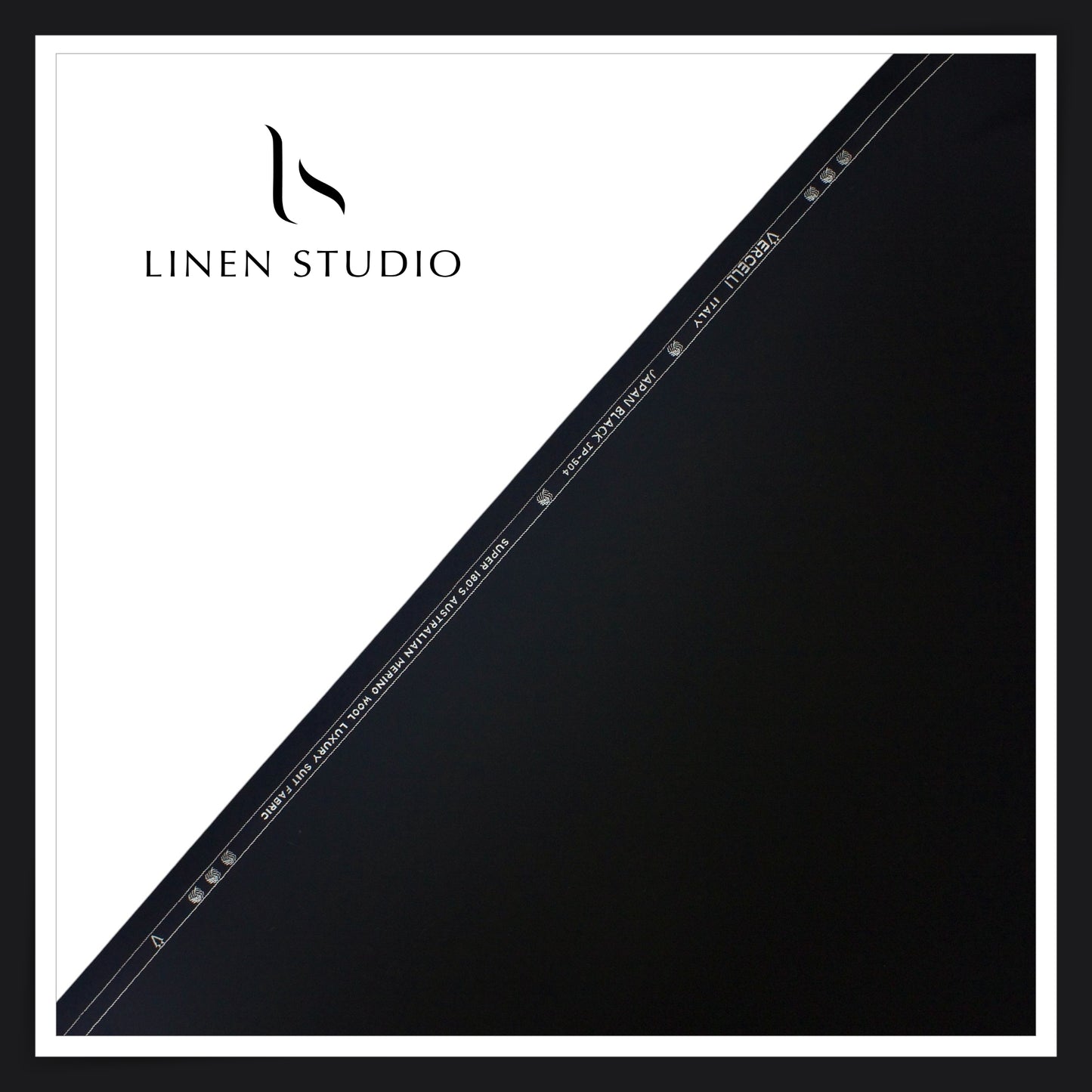 180's Australian Merino Wool Luxury Suiting by Vercelli Italy - Japan Black Dark (NEW) (Highest Counts)