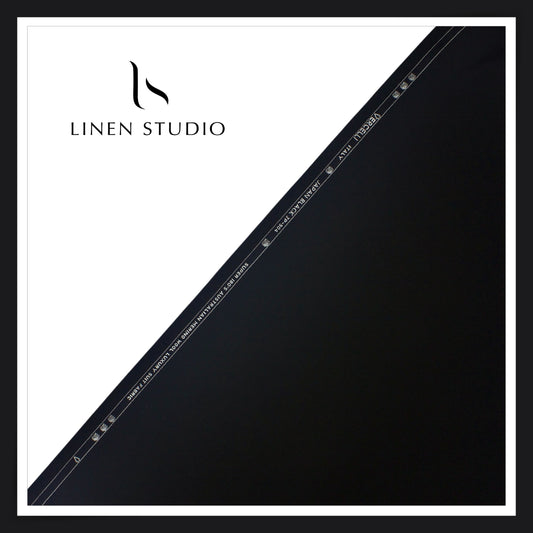 180's Australian Merino Wool Luxury Suiting by Vercelli Italy - Japan Black Dark (NEW) (Highest Counts)