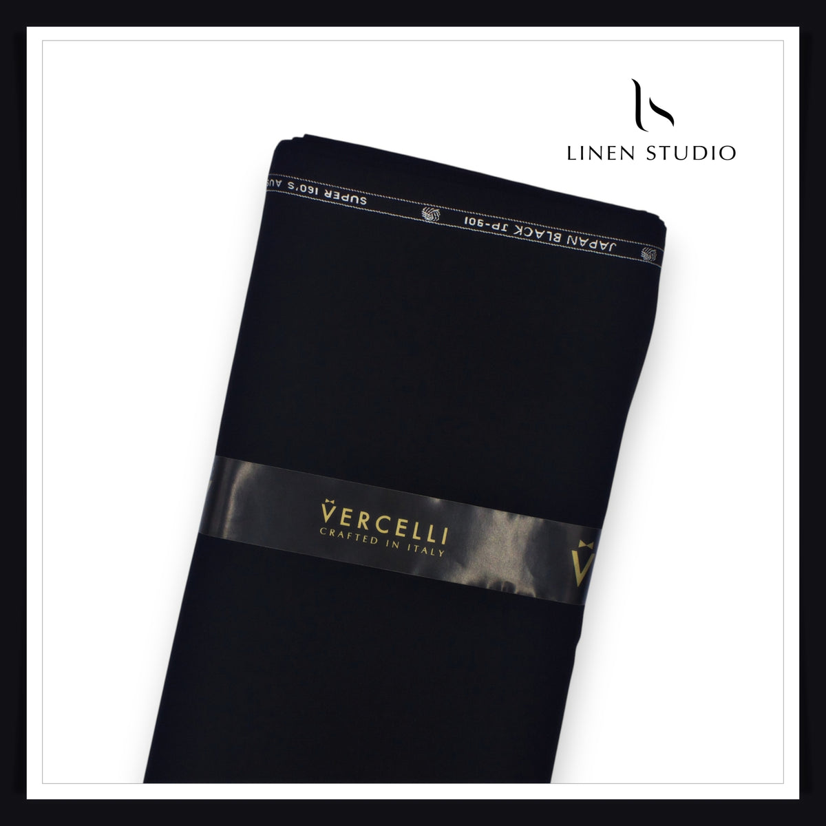 Vercelli Italy Japan Black Super 160's Australian Merino Wool Suiting | The Deepest Black (Fastest Selling)