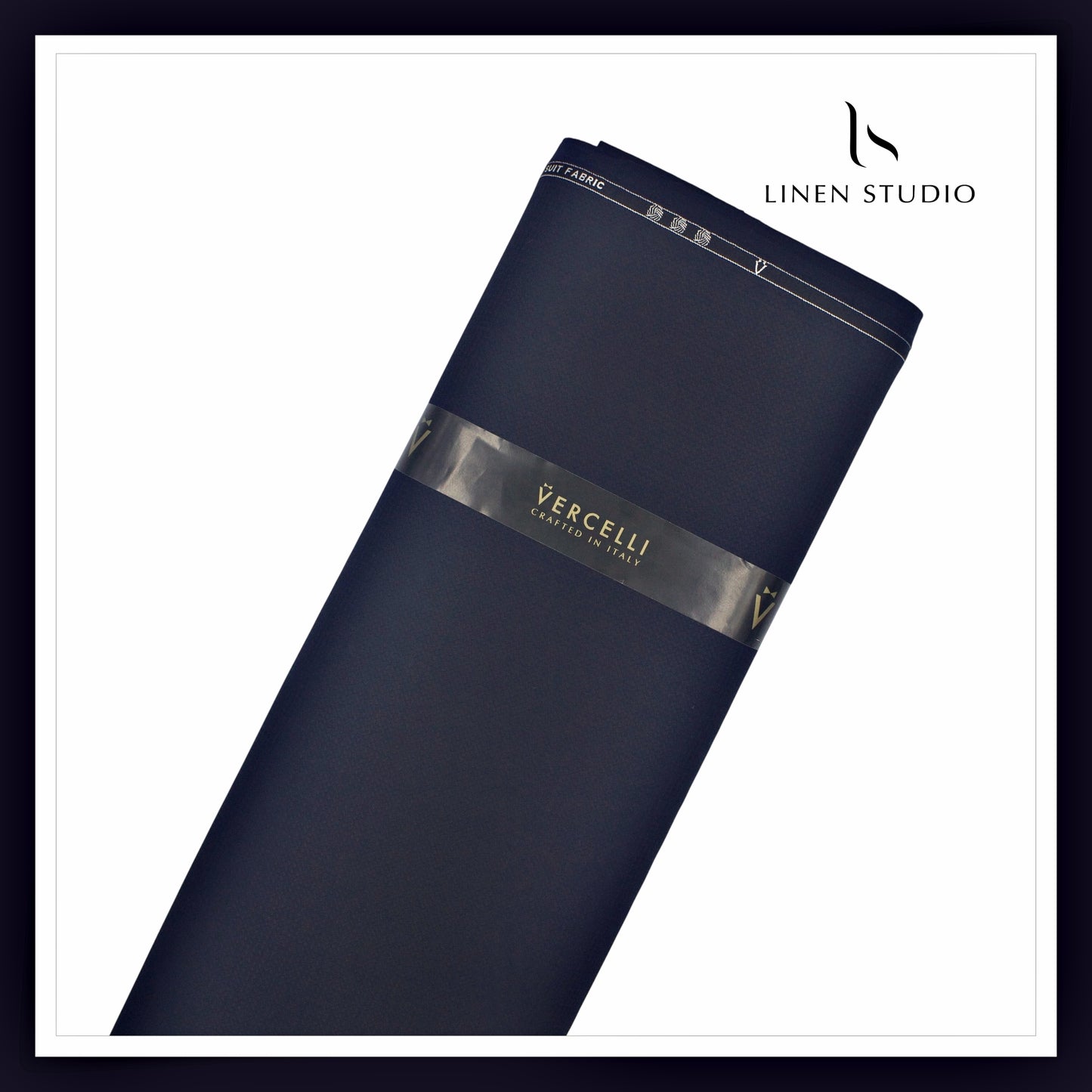 140's Australian Merino Wool Textured Suiting by Vercelli - Japan Navy Blue (NEW) (Zoom In)