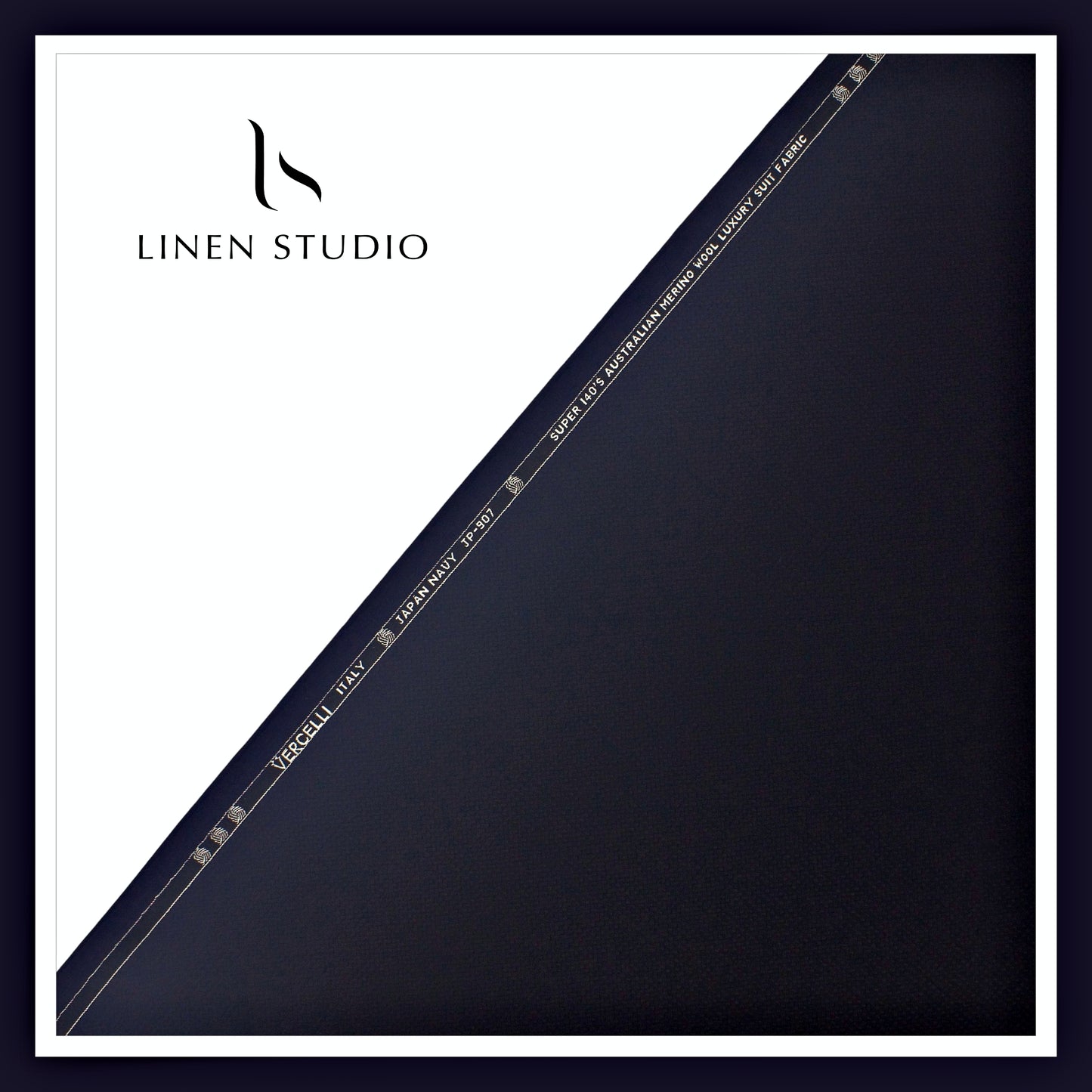 140's Australian Merino Wool Textured Suiting by Vercelli - Japan Navy Blue (NEW) (Zoom In)