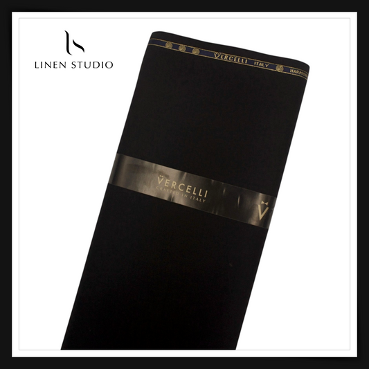 130's Australian Merino Wool by Vercelli Italy - Deep Black (NEW) (Highest Selling)