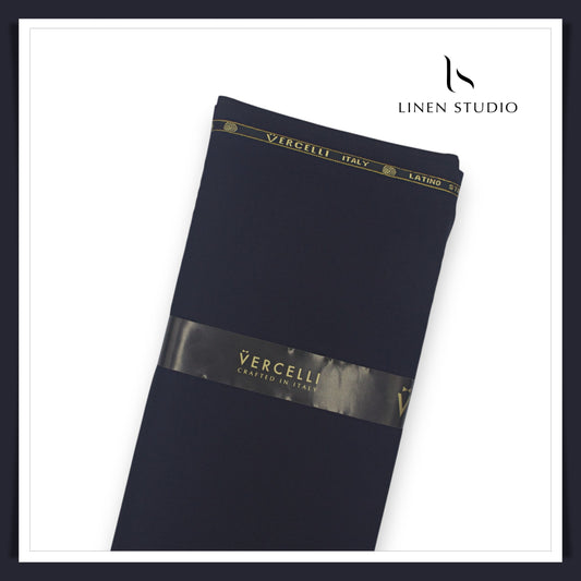 Vercelli Italy Latino Stretch 120's 50% Wool Rich Suiting - Darkest Purplish Blue (NEW)