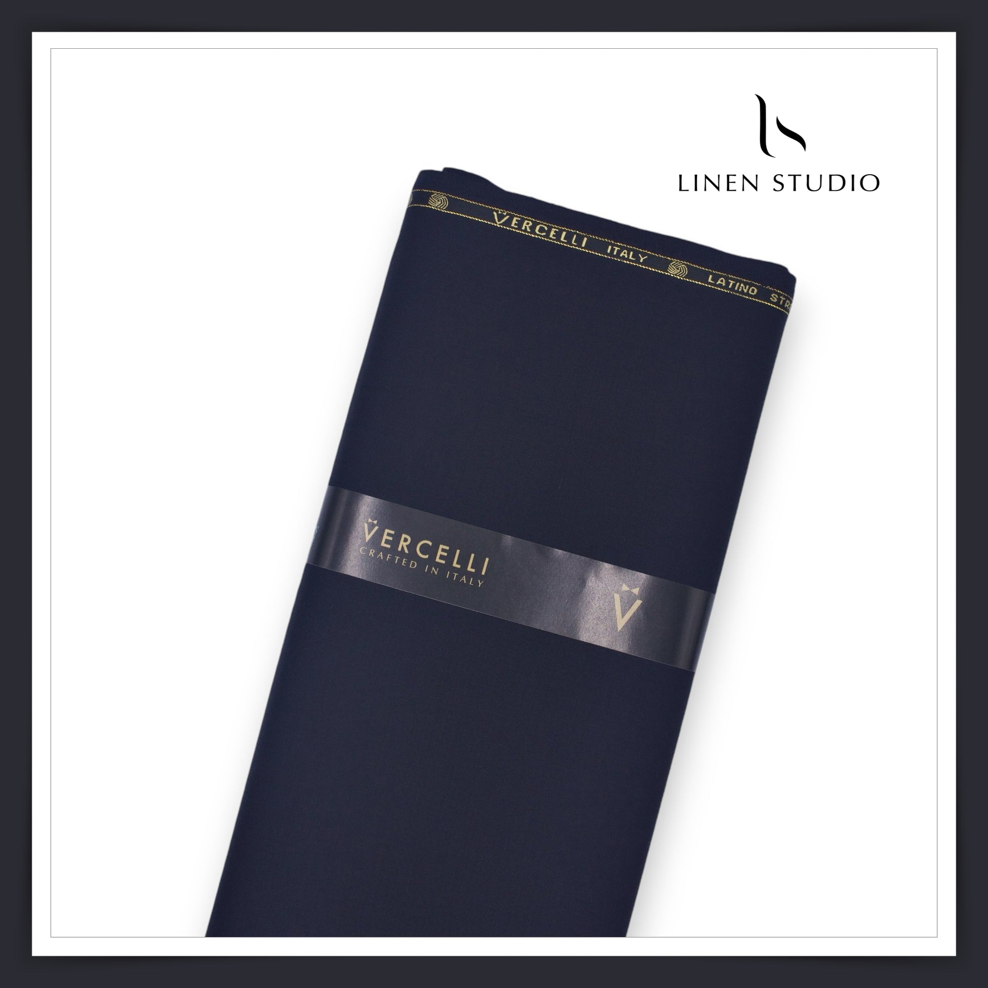 Super 120's Australian Merino Wool by Vercelli - Navy Blue (With Stretch) - Linen Studio