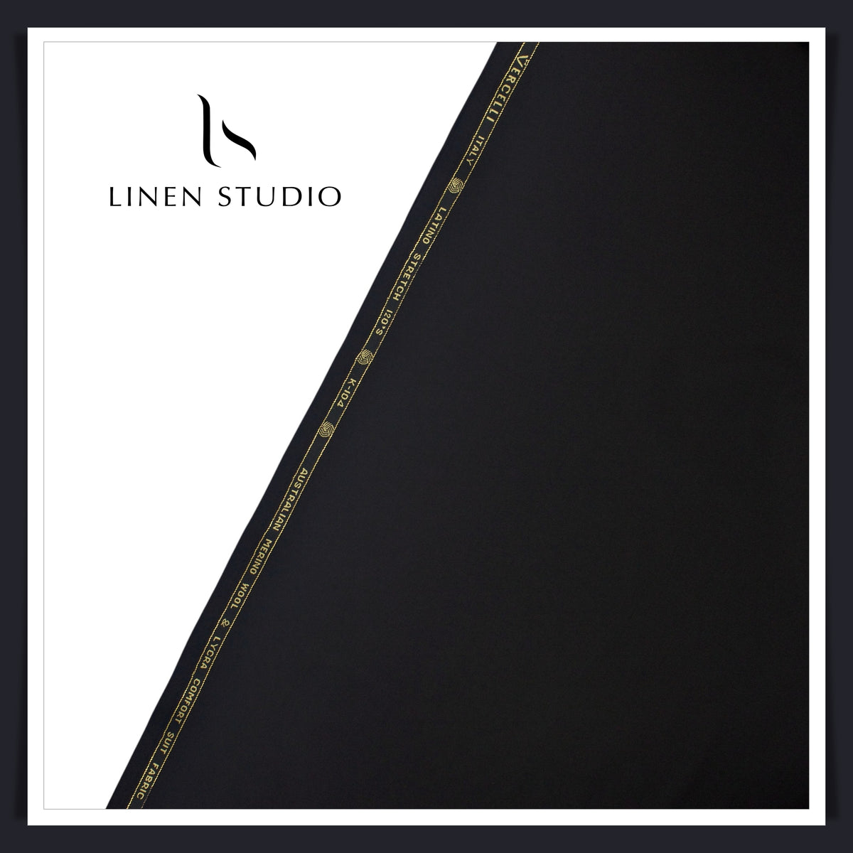 90 CM SUITING - 120'S AUSTRALIAN MERINO WOOL WITH STRETCH BY VERCELLI (JET BLACK) EB 111 (FLAT RATE)
