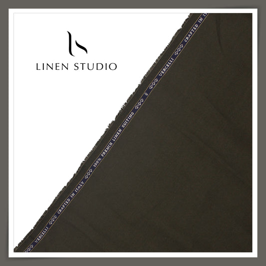 60 Lea French Linen Suiting by Vercelli Italy - Birch Dark Brown (NEW)