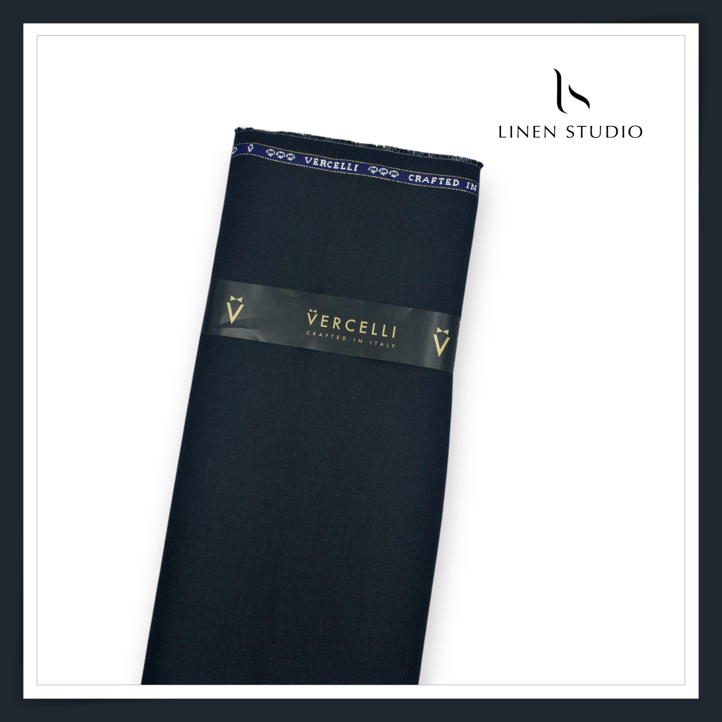 60 Lea French Linen Suiting by Vercelli Italy - Gunmetal Darkest Blue (NEW)