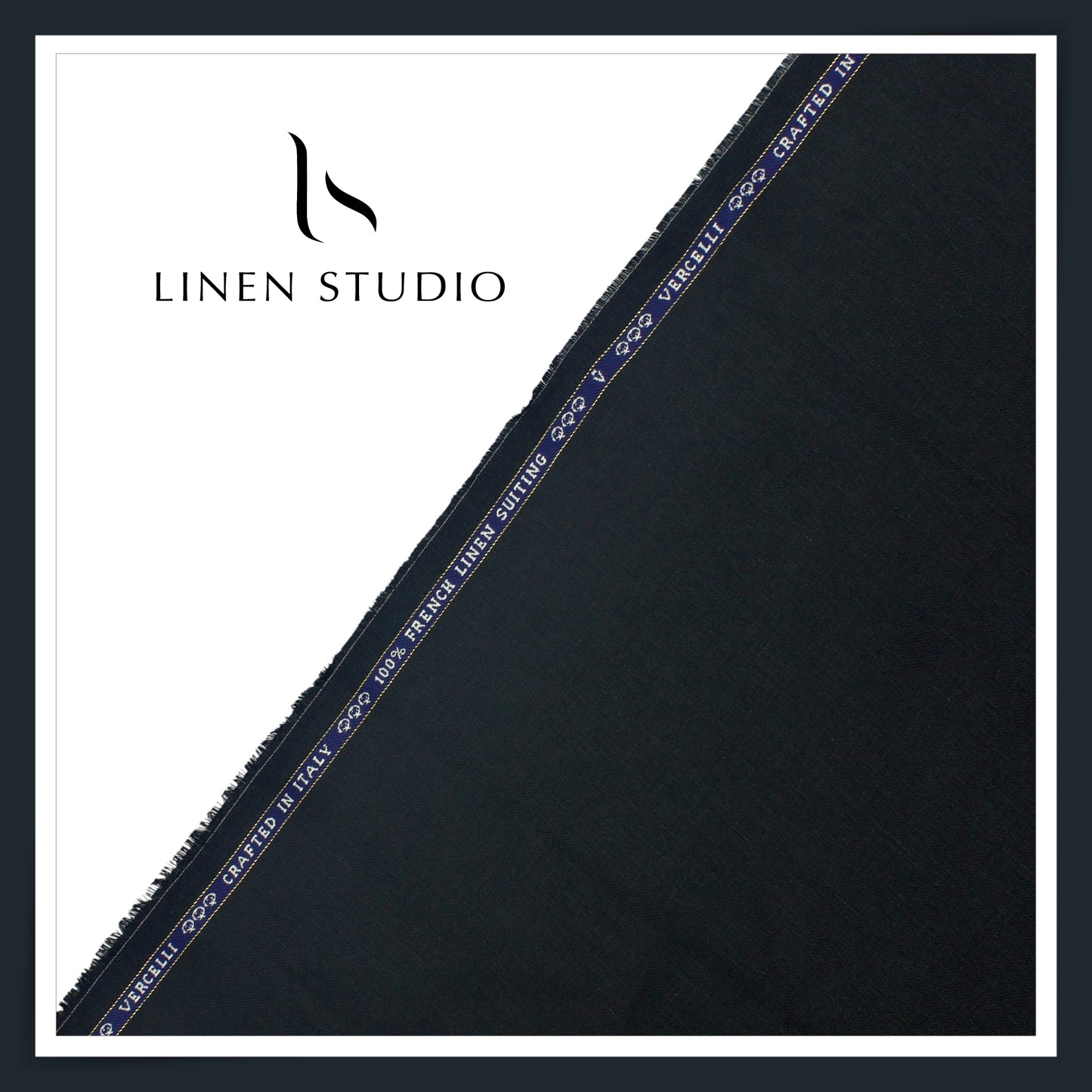 60 Lea French Linen Suiting by Vercelli Italy - Gunmetal Darkest Blue (NEW)