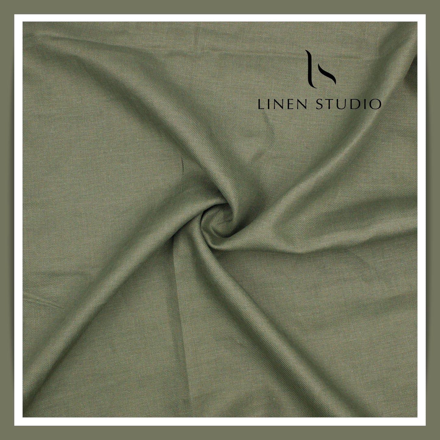 60 Lea French Linen Suiting by Vercelli Italy - Camouflage Green (NEW)