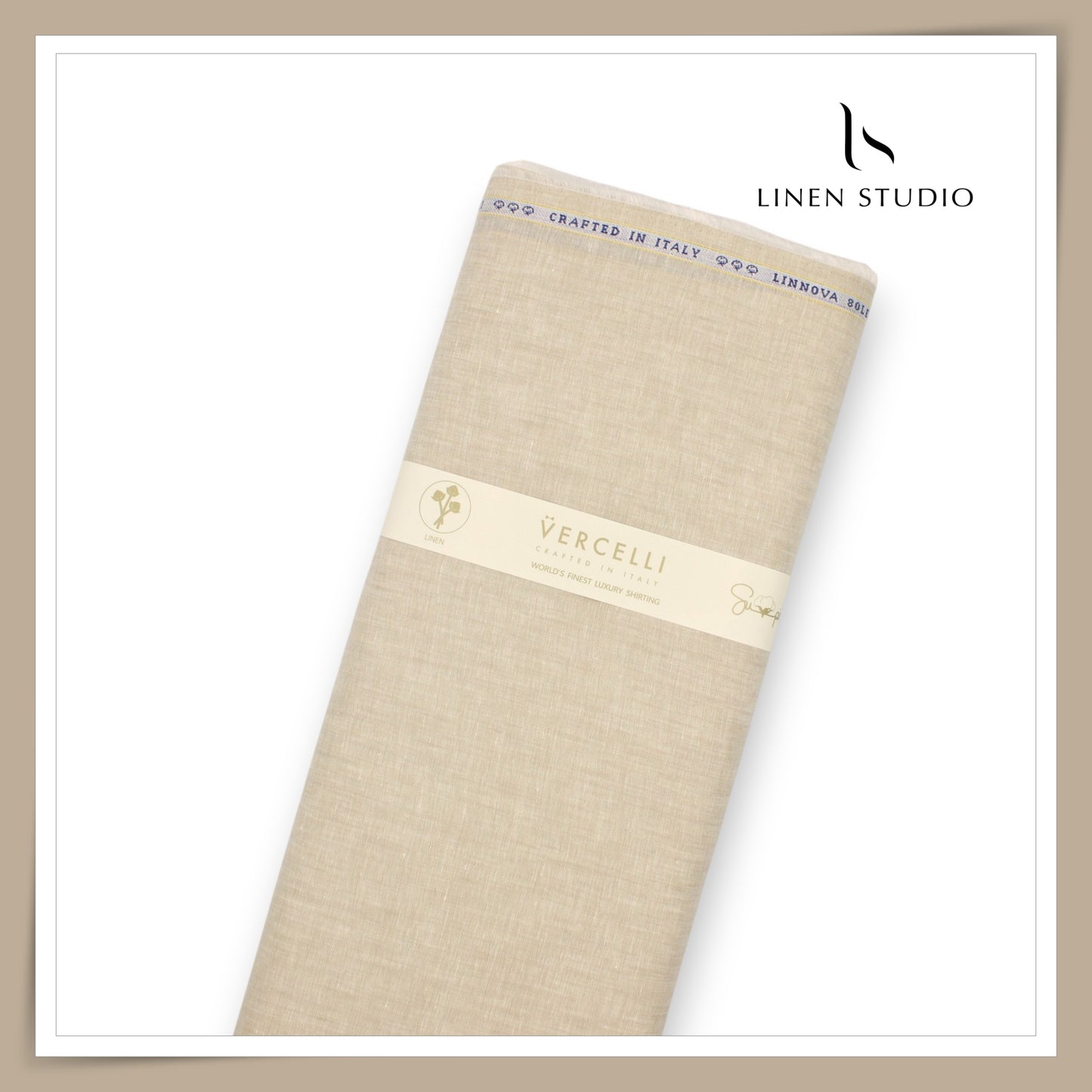 Pure French Linen Shirting 80 Lea by Vercelli Italy - Oat Beige (NEW)