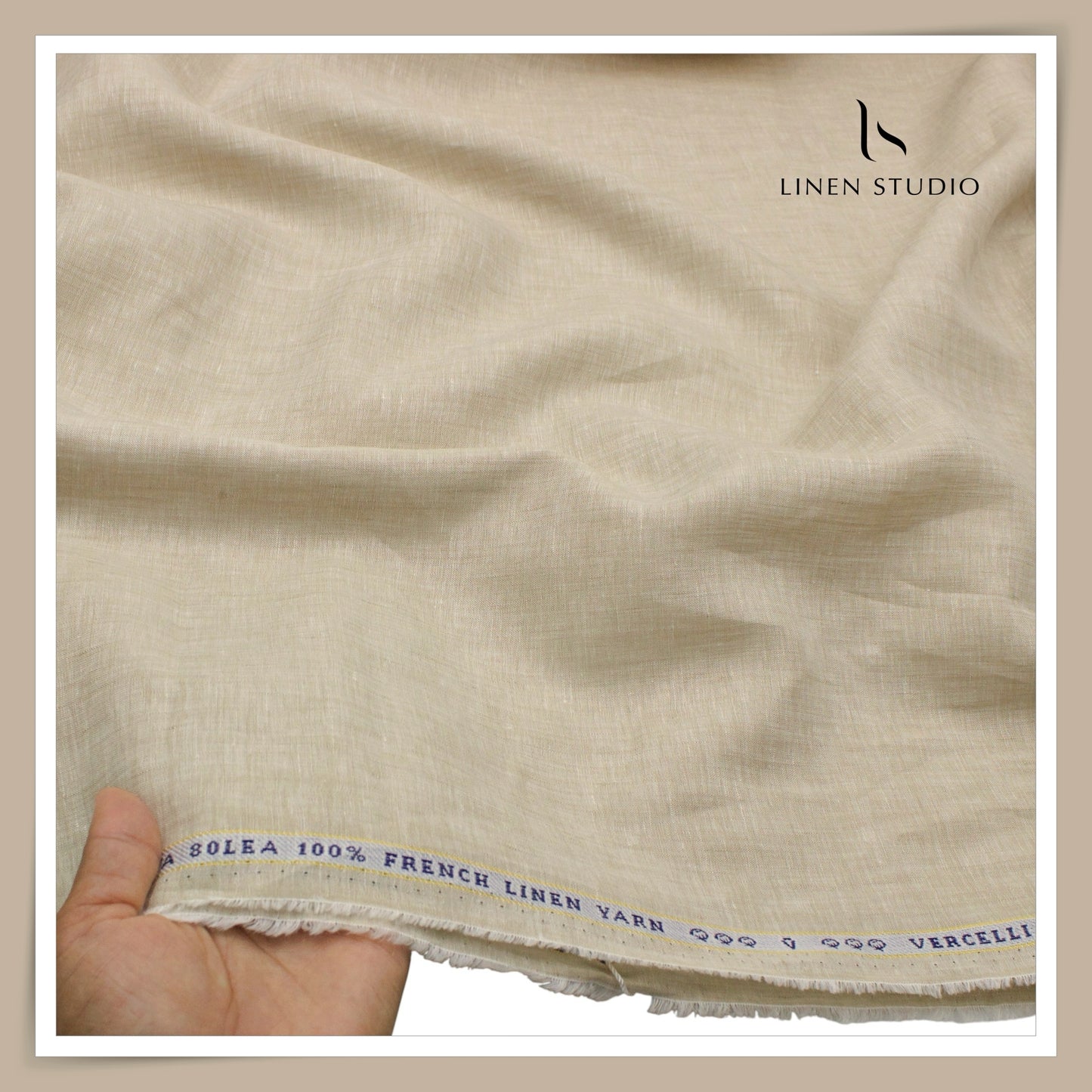 Pure French Linen Shirting 80 Lea by Vercelli Italy - Oat Beige (NEW)