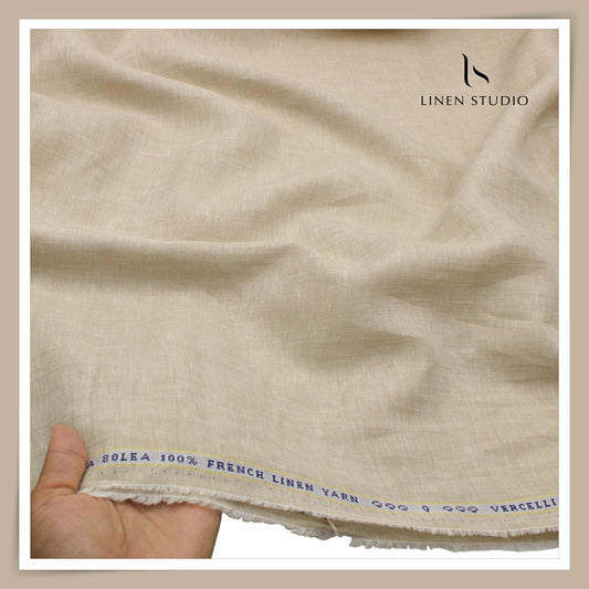 Pure French Linen Shirting 80 Lea by Vercelli Italy - Oat Beige (NEW)