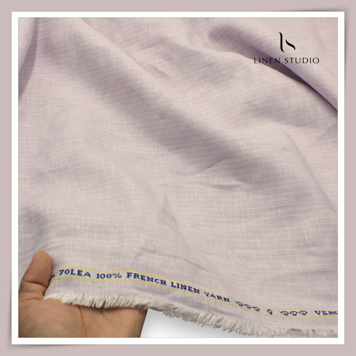 Pure Linen 70 Lea French Shirting by Vercelli Italy - Pastel Lilac Classic Stripes (NEW)