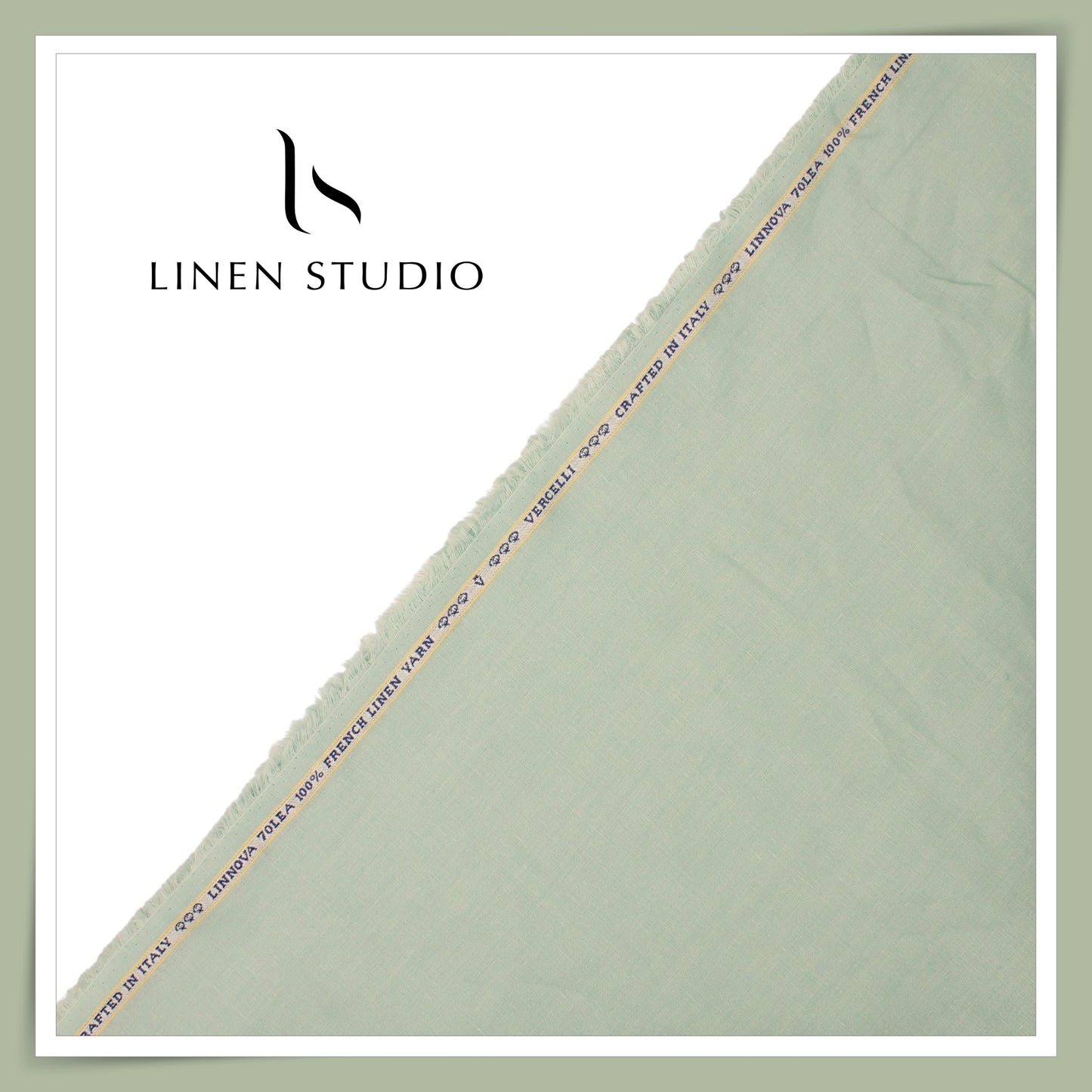 Pure French Linen Shirting 70 Lea by Vercelli Italy - Celadon Mint (NEW)