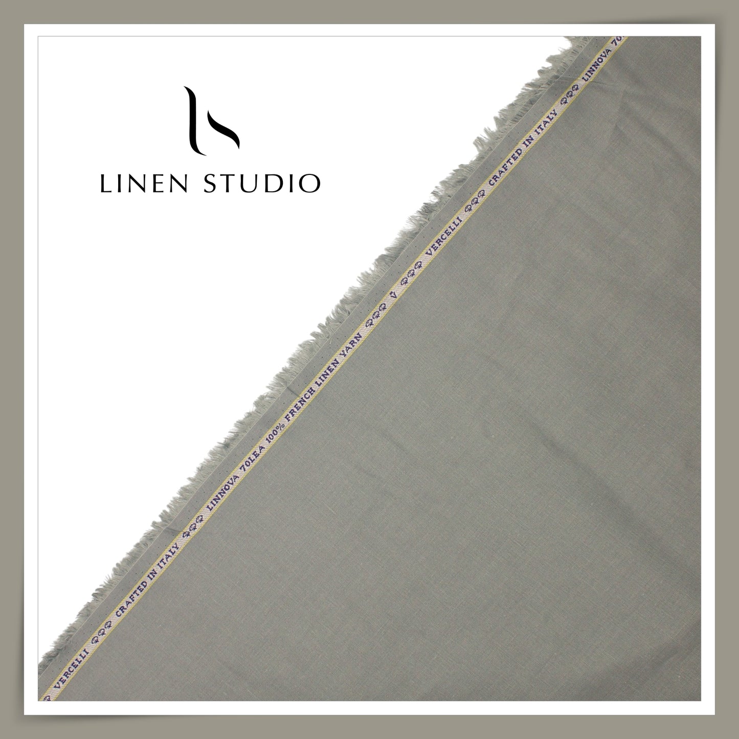 Pure French Linen Shirting 70 Lea by Vercelli Italy - Pebble Grey (NEW)